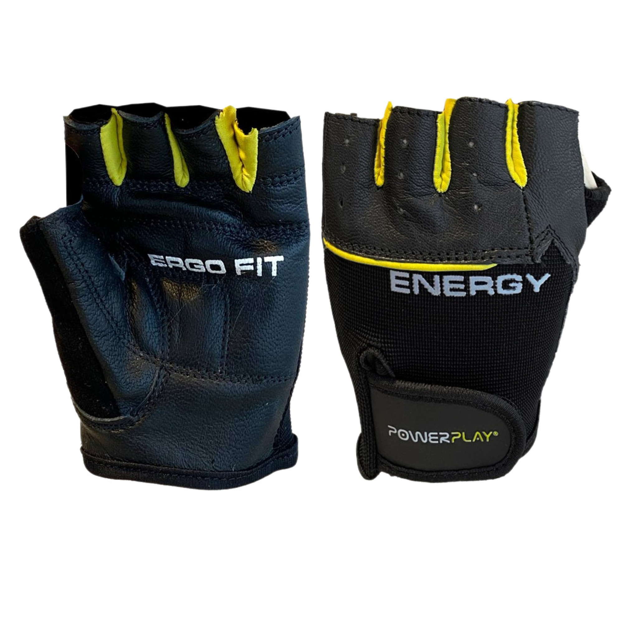 Рукавички для фітнесу та важкої атлетики PowerPlay 9058 Energy чорно-жовті L - Robinzon.ua