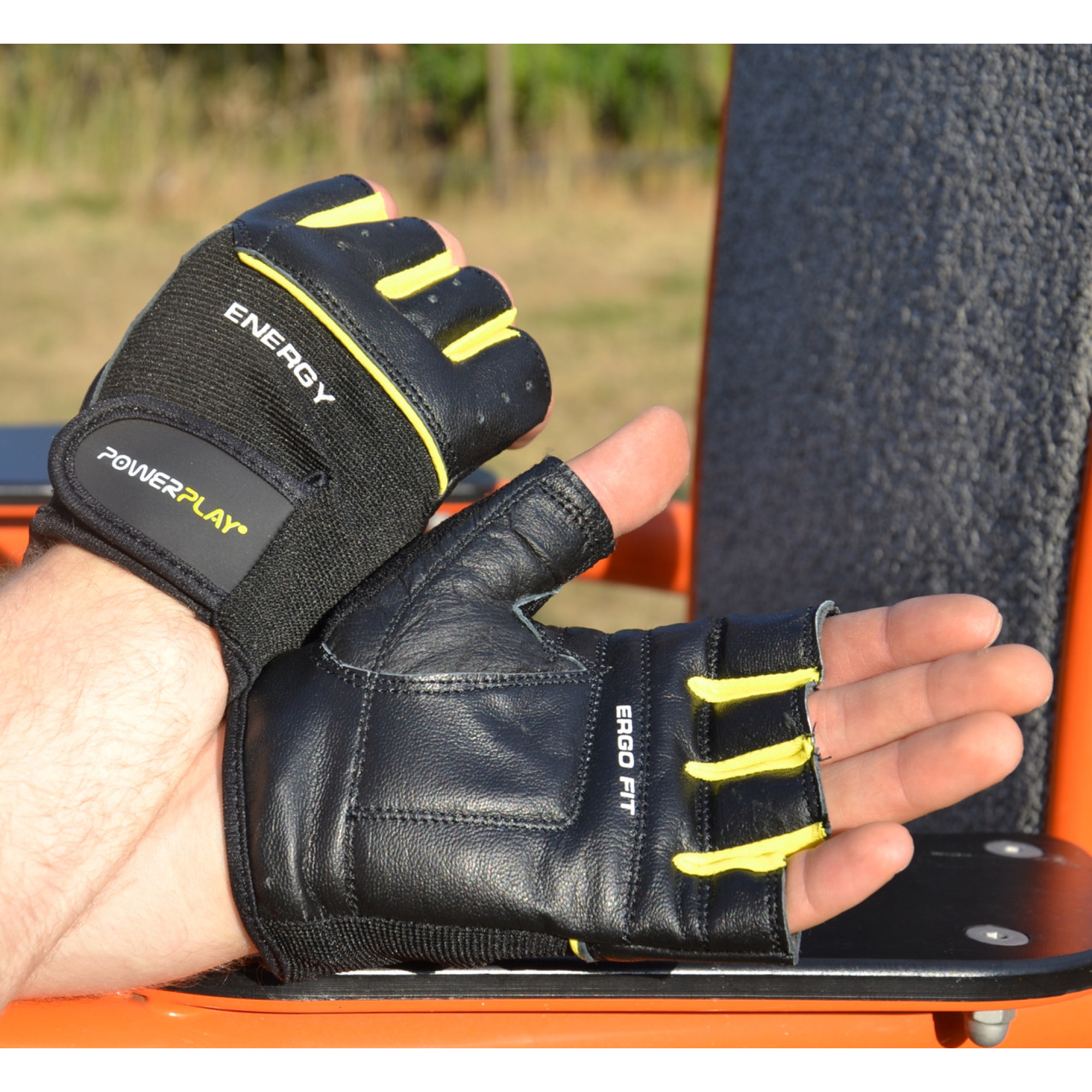 Рукавички для фітнесу та важкої атлетики PowerPlay 9058 Energy чорно-жовті L - 3 - Robinzon.ua