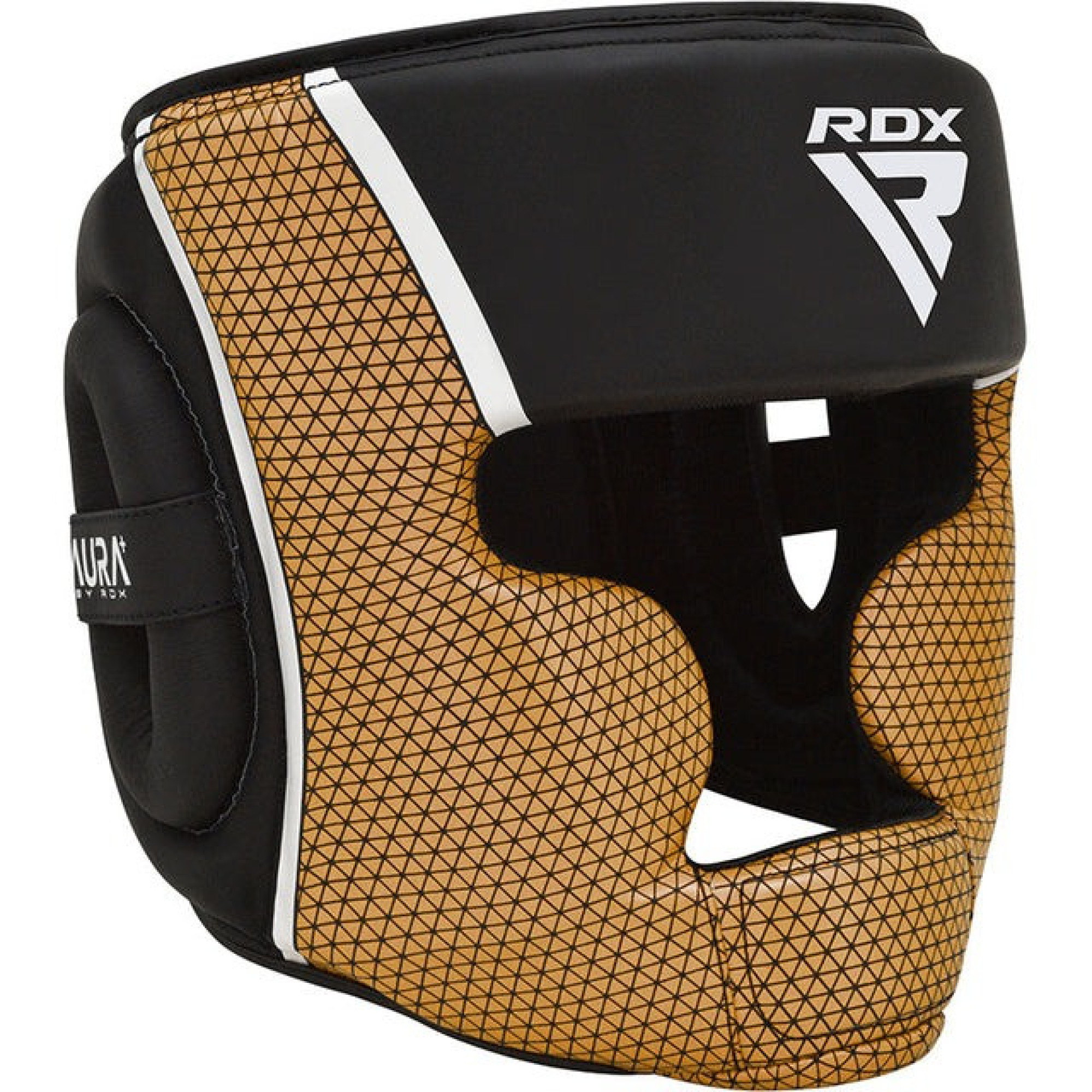 Боксерський шолом RDX AURA PLUS T-17 Black Golden M (капа у комплекті) - 2 - Robinzon.ua