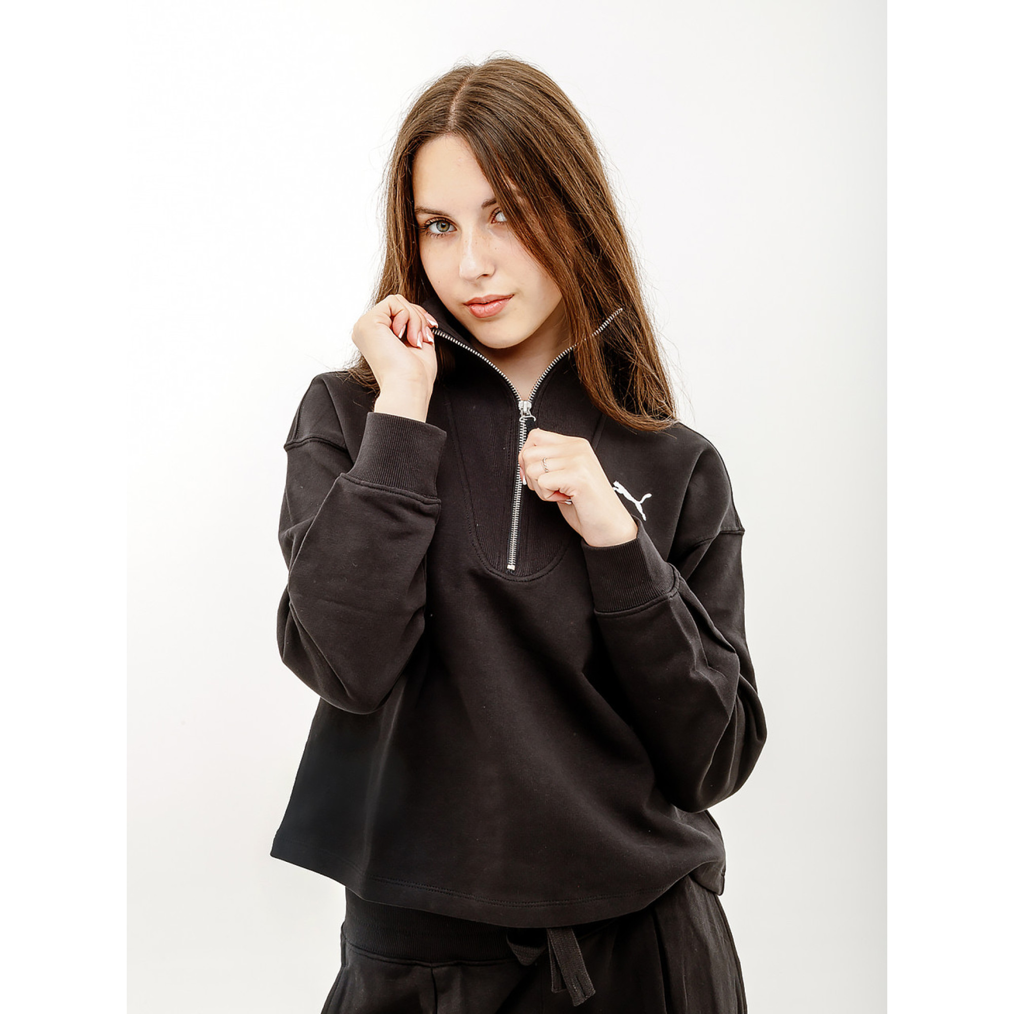Жіноча Кофта Puma HER High-Neck Half-Zip Чорний  M (7d67600501 M) - Robinzon.ua