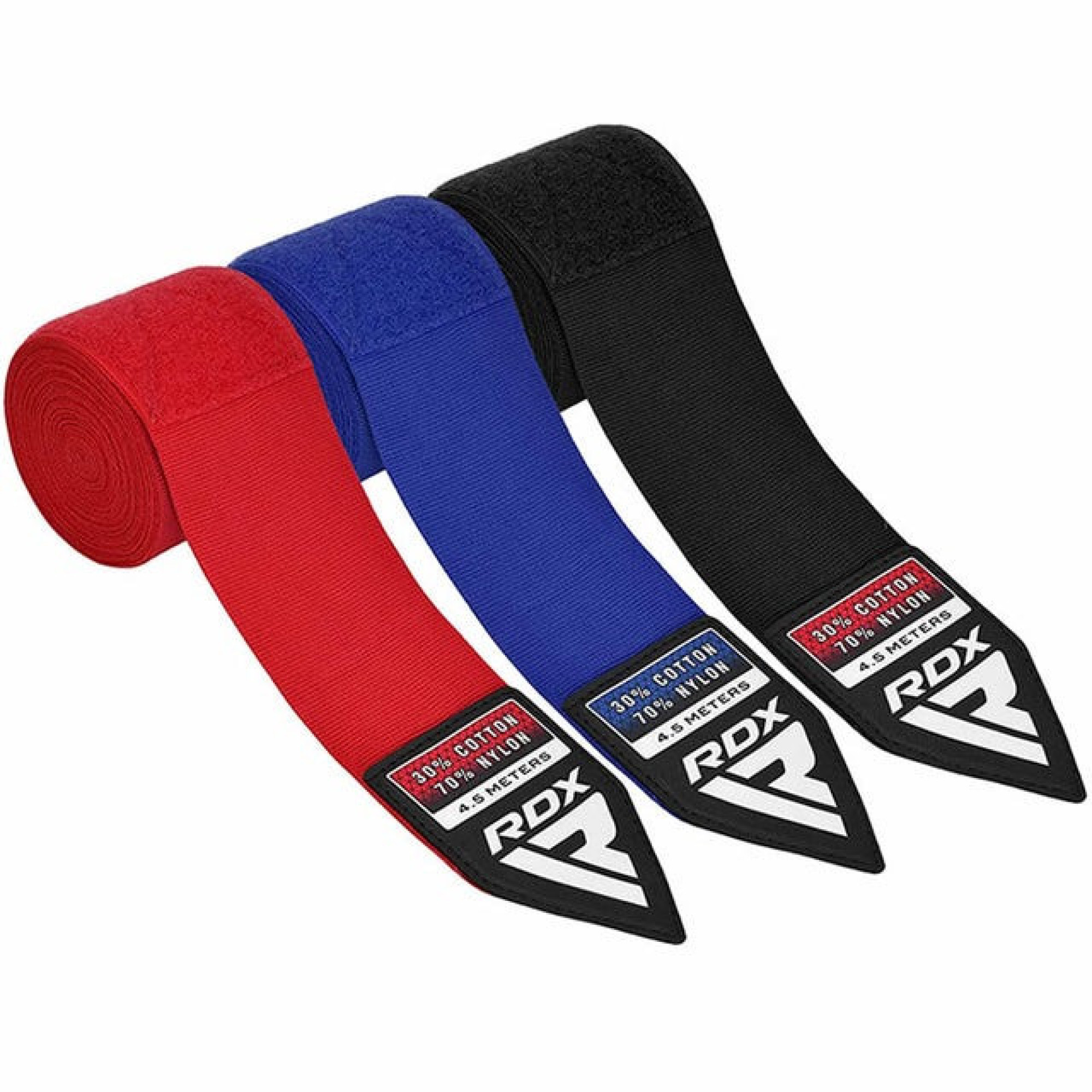 Бинти для боксу RDX RB Hand Wraps Combine 3 пари Red, Black, Blue (4.5м.) - 1 - Robinzon.ua