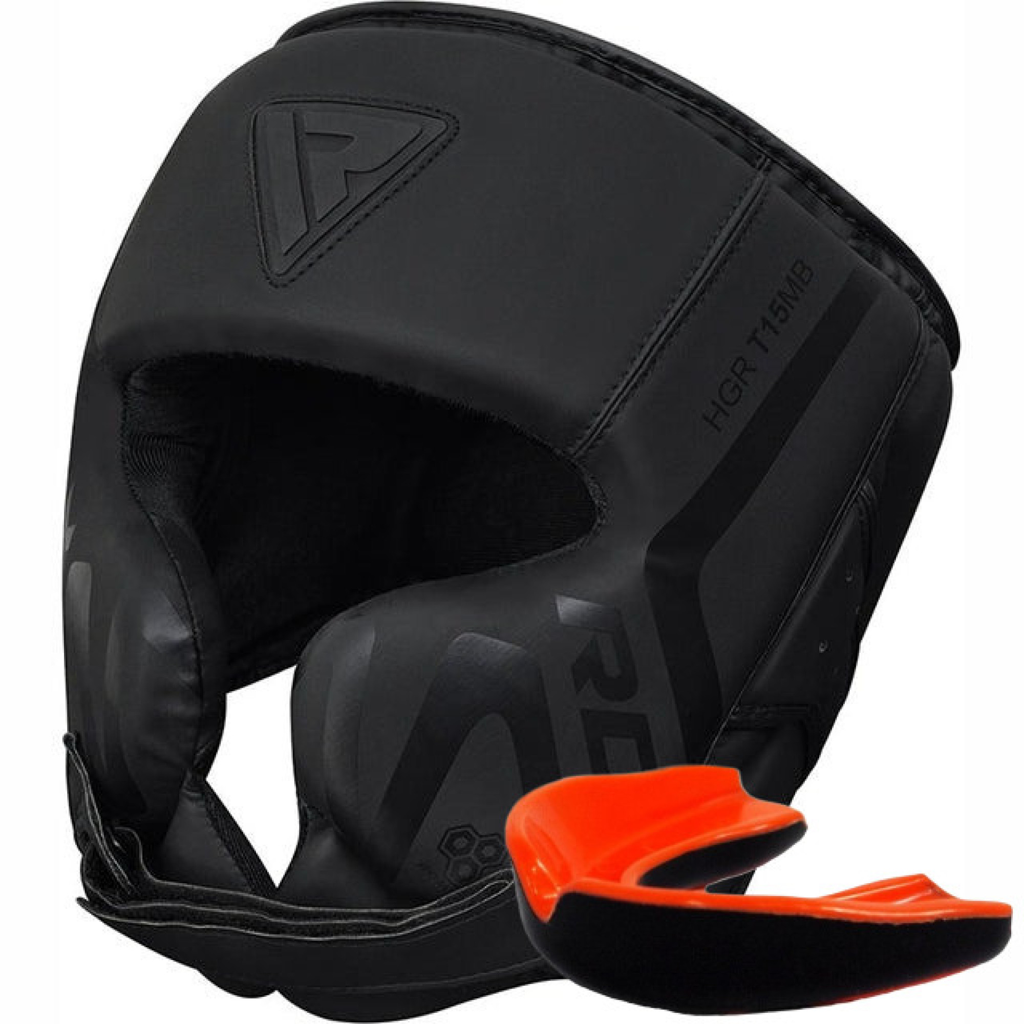 Боксерський шолом RDX T15 Noir Cheek Protector Matte Black  L (капа у комплекті) - Robinzon.ua
