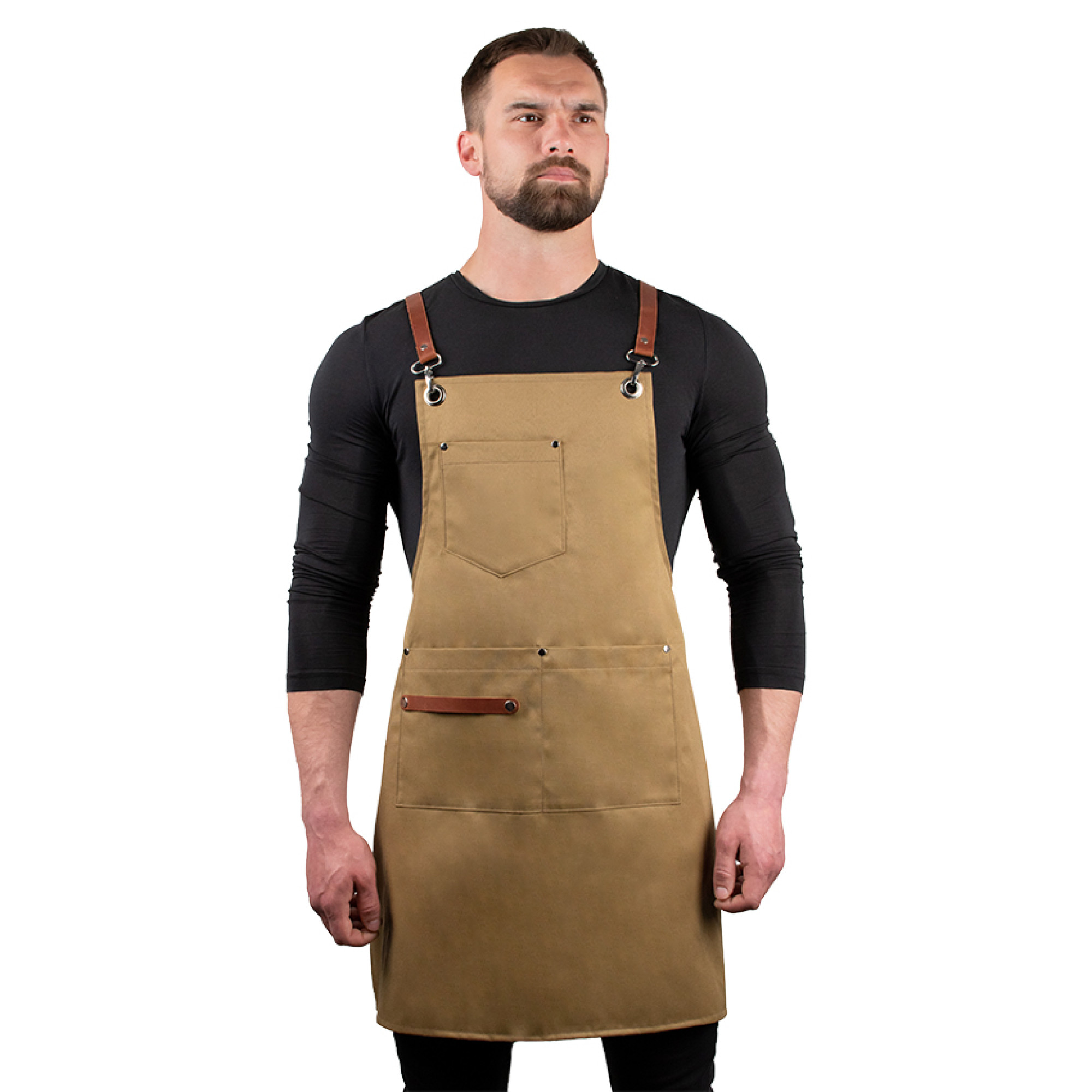 Кухарський фартух Daddy Smoke із тканини бежевий - Robinzon.ua