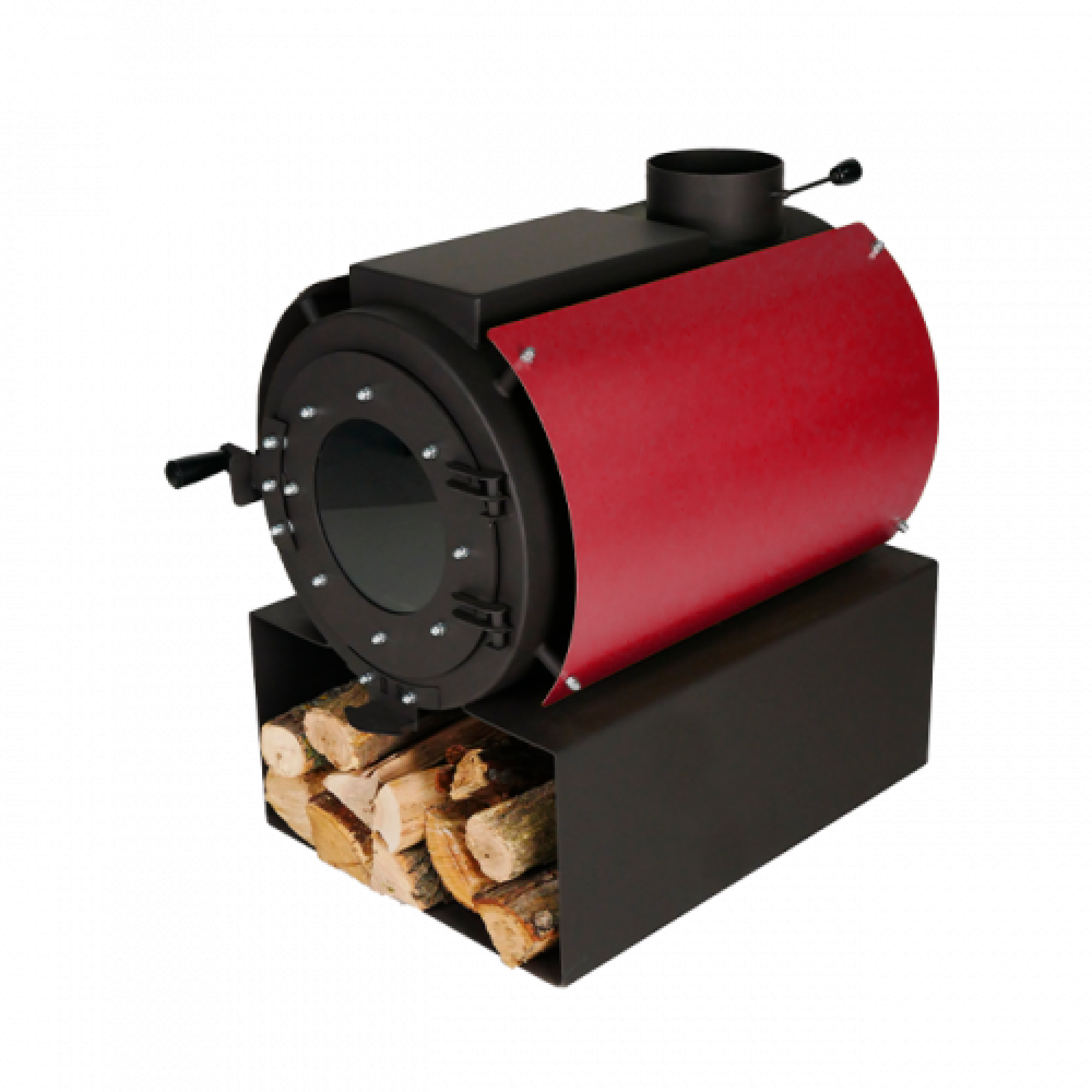 Піч дров'яна опалювальна DS Classic з варильною поверхнею + кожух червоний - Robinzon.ua