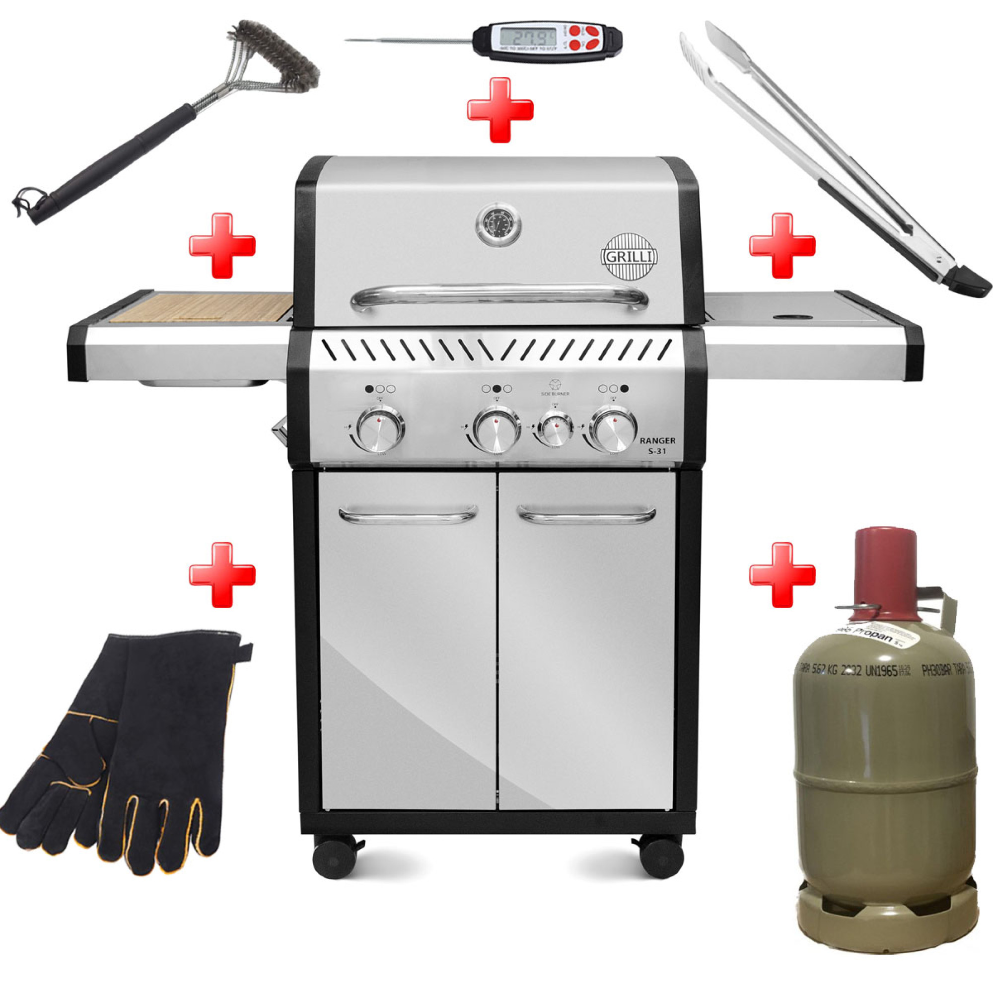 Газовый гриль Ranger 31 + набор необходимых аксессуаров GRILLI 777243-set. - Robinzon.ua
