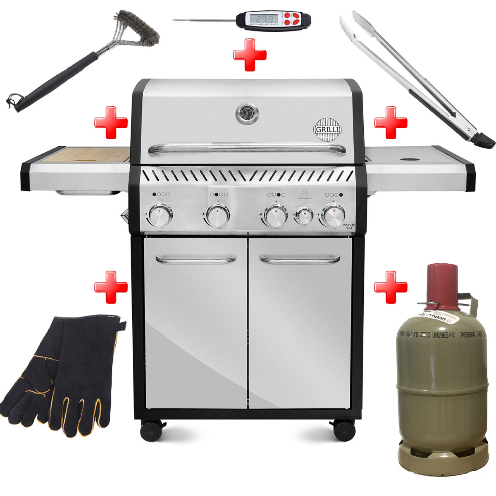 Газовый гриль Ranger 41 + набор необходимых аксессуаров GRILLI 777242-set. - Robinzon.ua