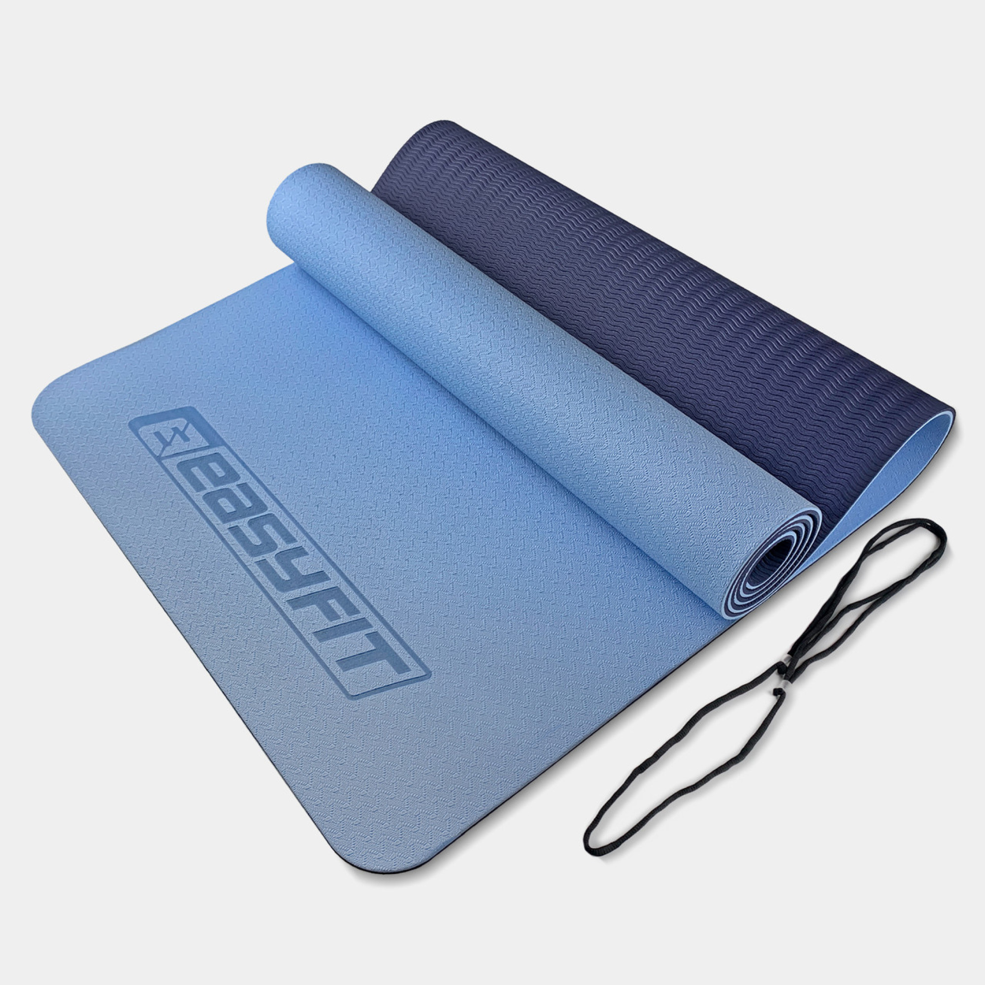 Килимок для йоги та фітнесу EasyFit TPE+TC 6 мм двошаровий блакитний-синій Килимок для йоги та фітнесу EasyFit TPE+TC 6 мм двошаровий блакитний-синій - Robinzon.ua