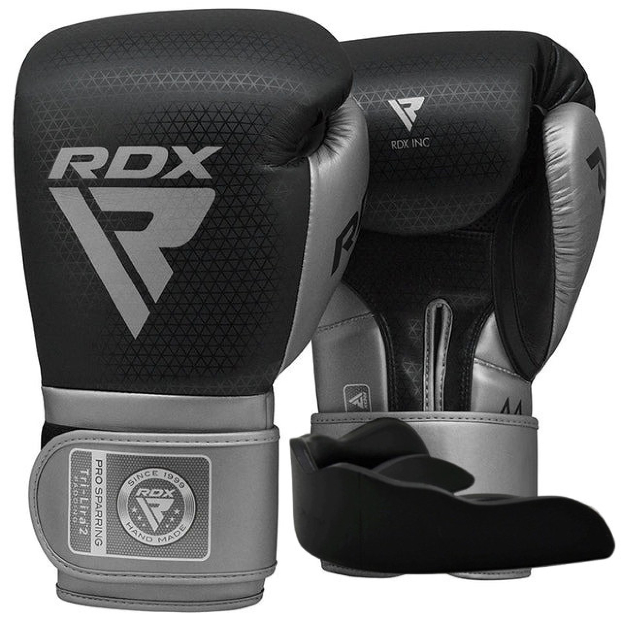 Боксерські рукавиці RDX  MARK PRO SPARRING TRI LIRA 2 SILVER-12 унцій (капа в комплекті) - Robinzon.ua