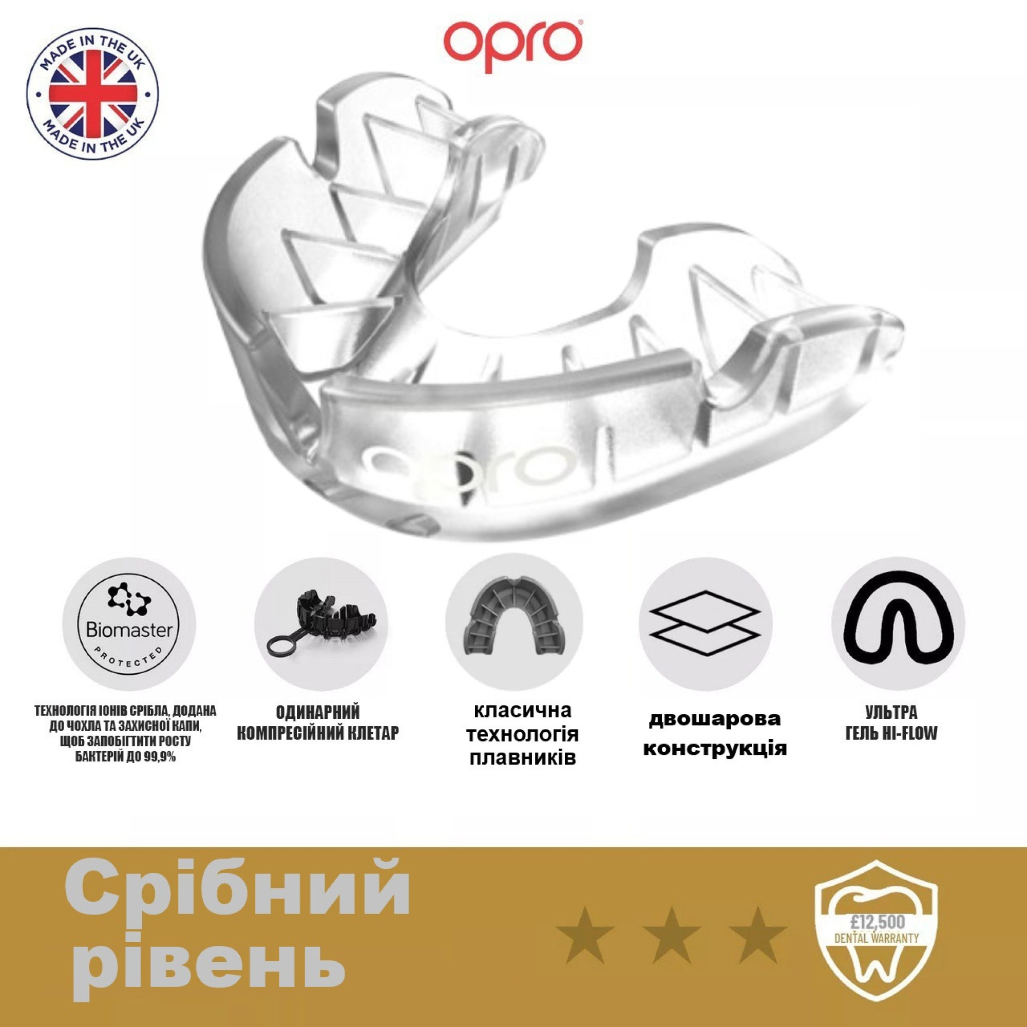 Капа OPRO Silver дитяча (вік до 11) Clear (art.102503006) - 4 - Robinzon.ua
