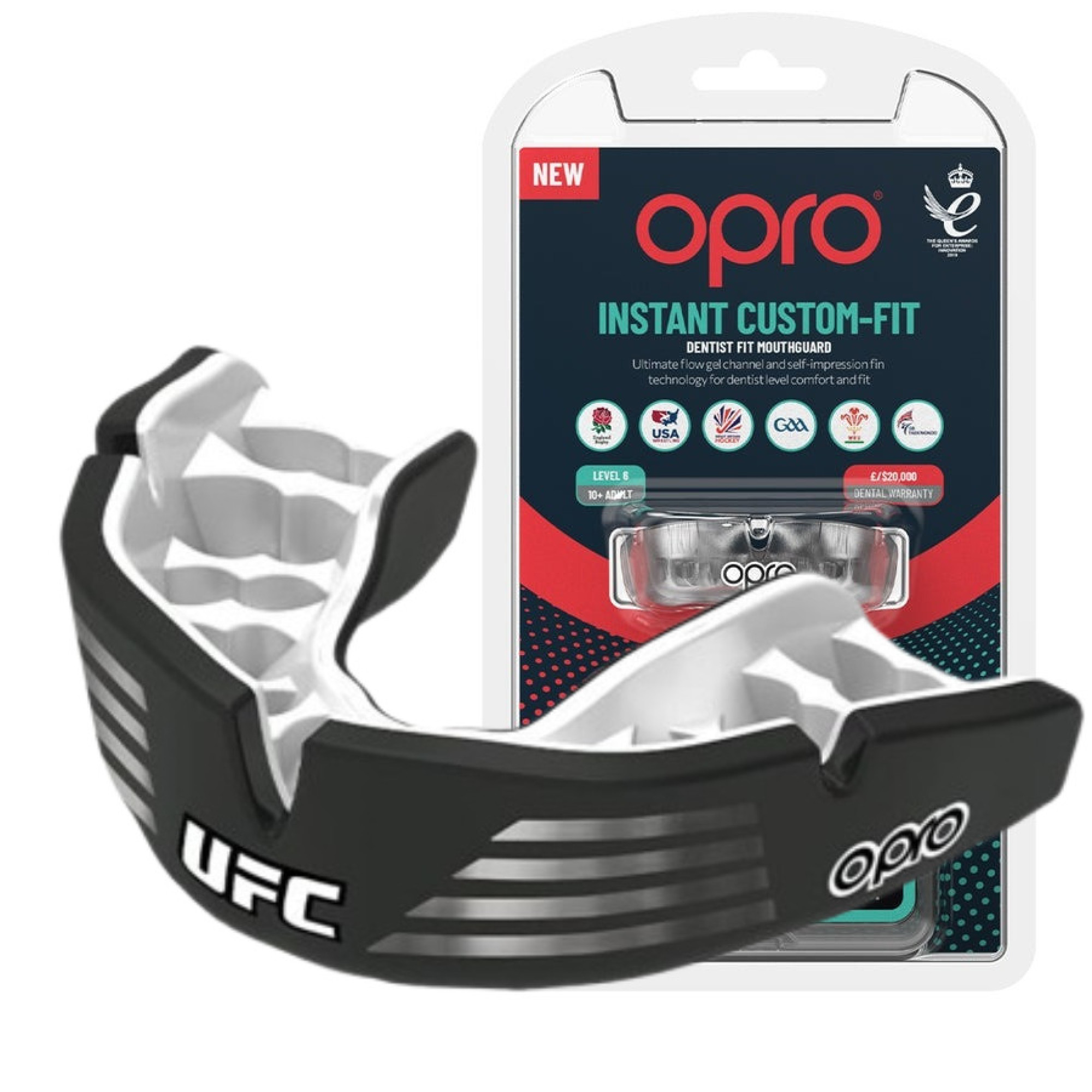 Капа OPRO Instant Custom-Fit UFC доросла (вік 11+)  Silver/Black (art.102529002) - Robinzon.ua