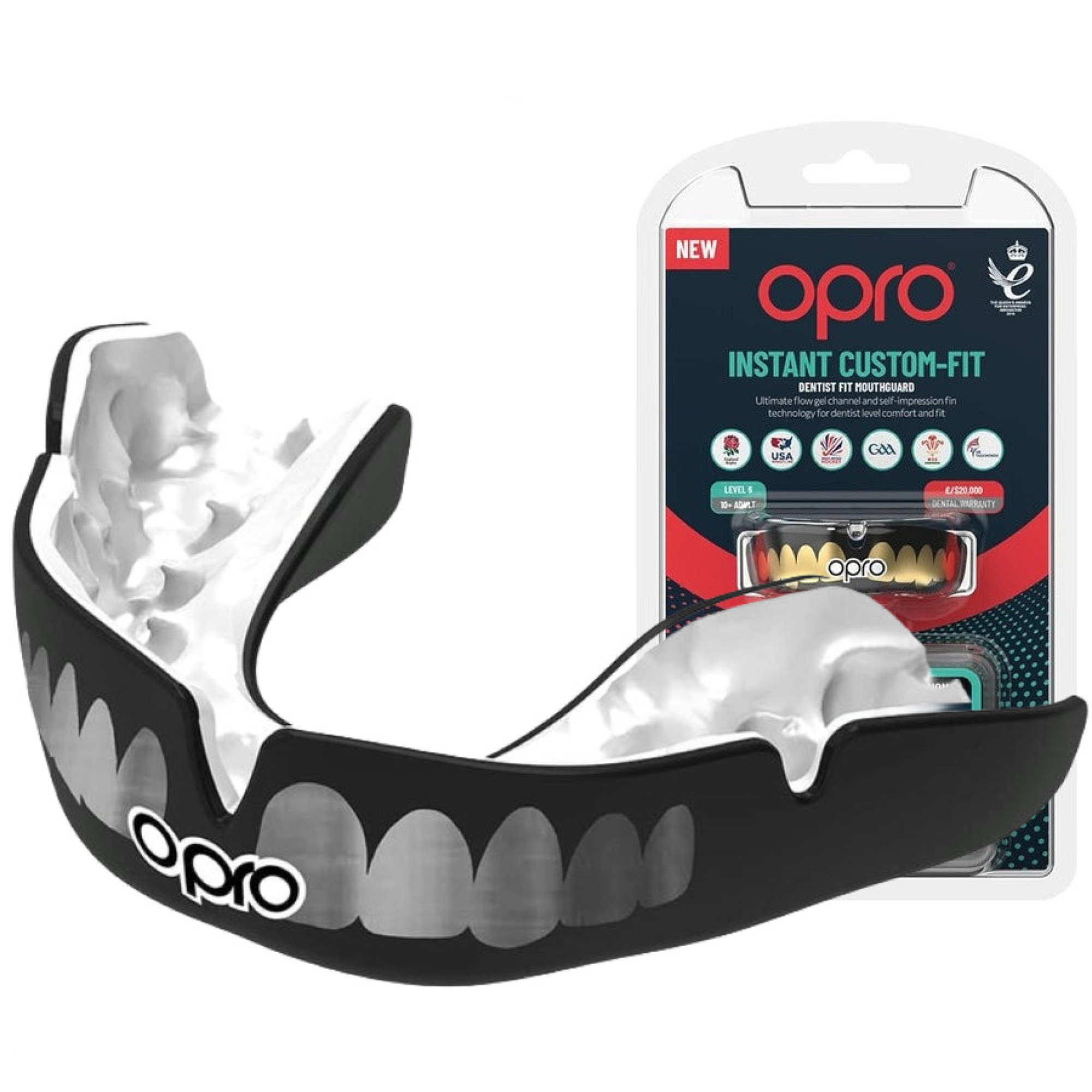 Капа OPRO Instant TEETH доросла (вік 11+) Black/Silver (art.102526002) - Robinzon.ua