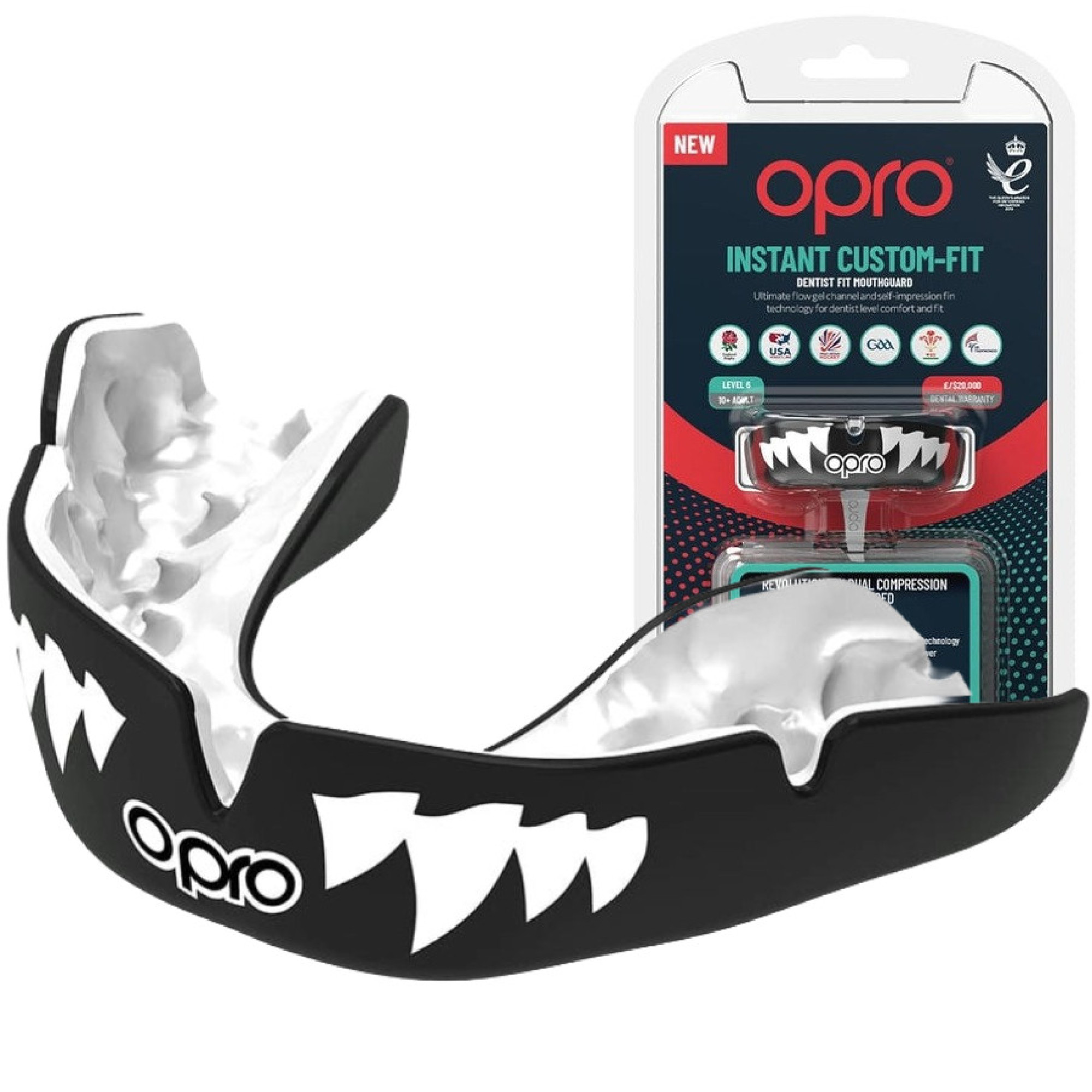 Капа OPRO Instant JAWS доросла (вік 11+) Black (art.102525002) - Robinzon.ua