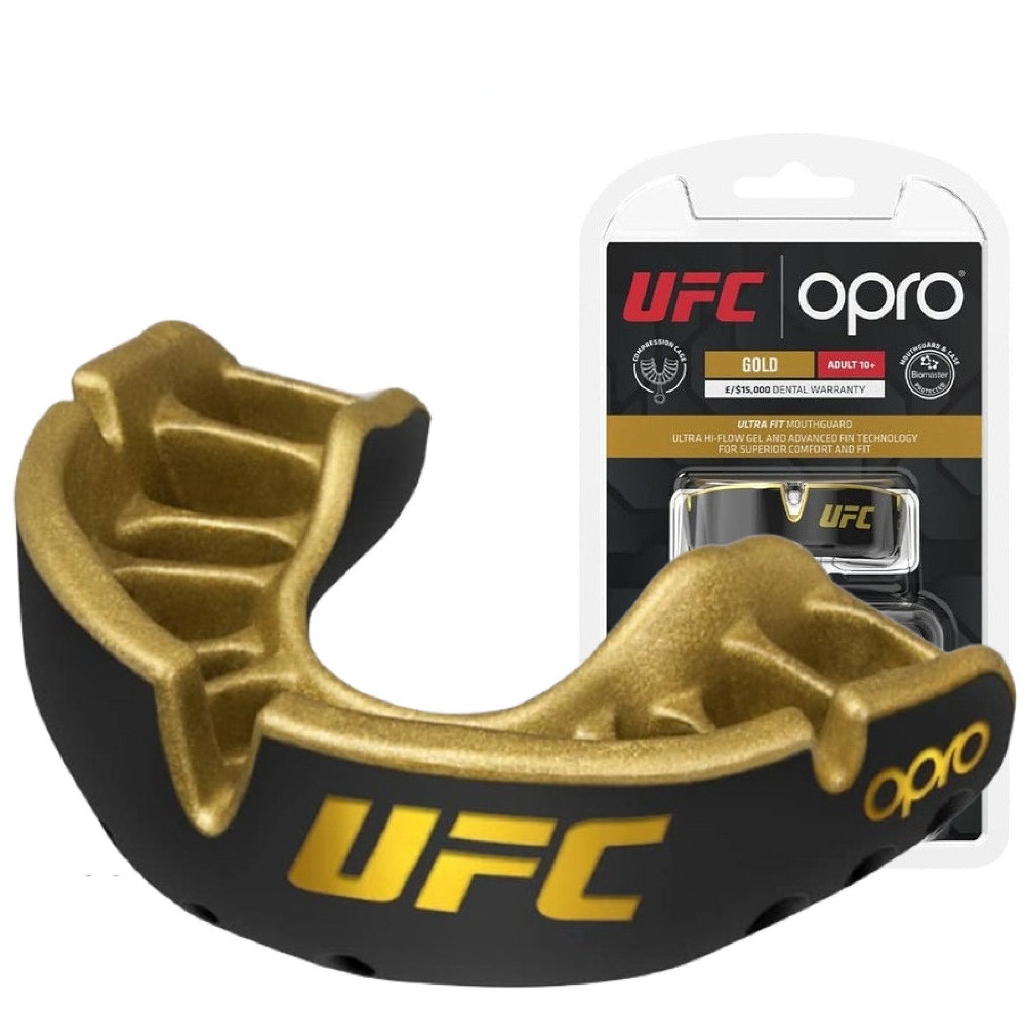 Капа OPRO Gold UFC дитяча (вік до 10р.) Black/Gold (art.102517001) - Robinzon.ua