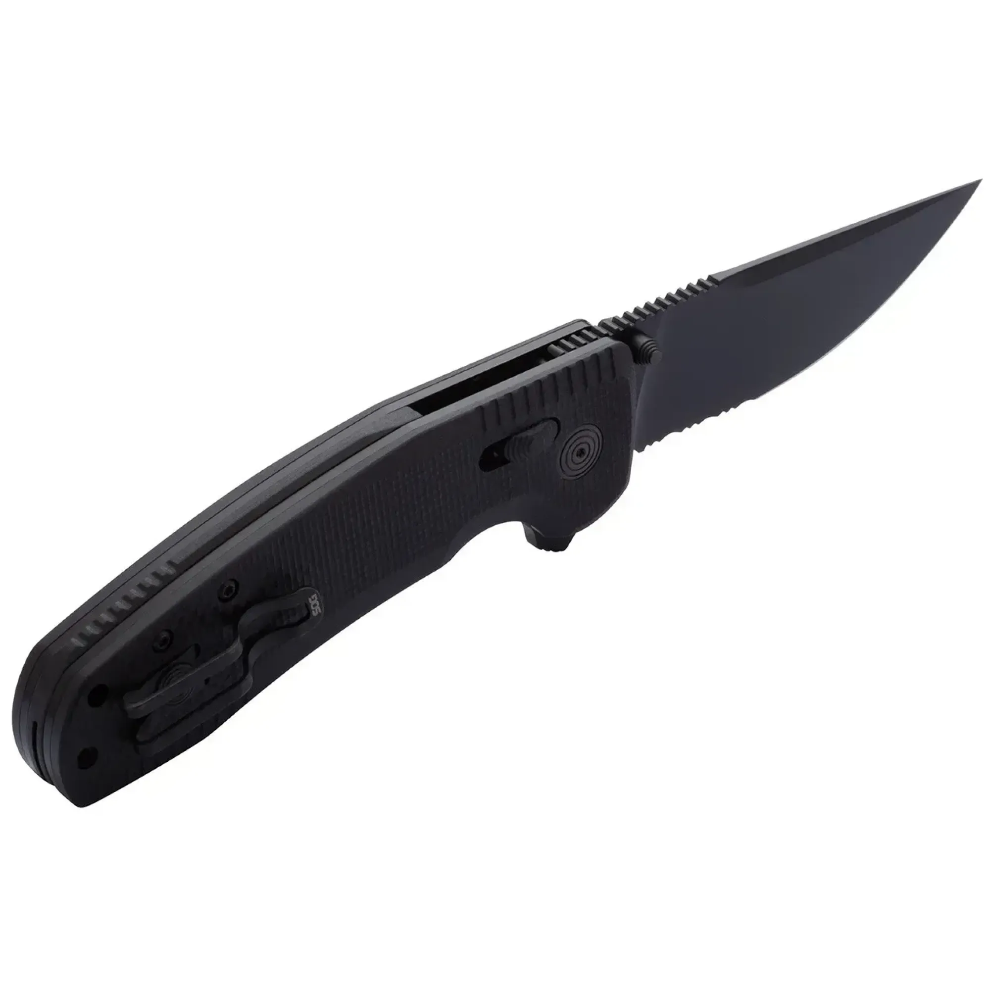 Розкладний ніж SOG TAC XR, Black/Partially Serrated (SOG 12-38-03-41) - 2 - Robinzon.ua