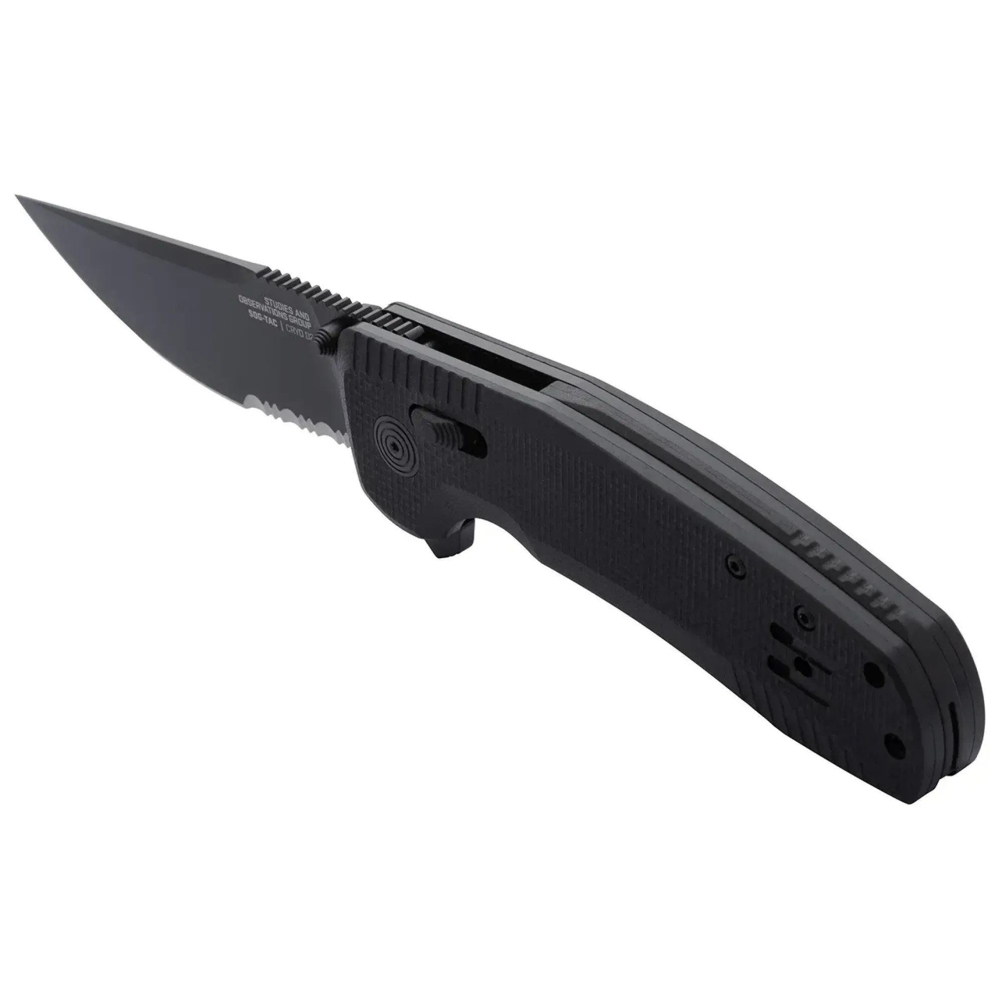Розкладний ніж SOG TAC XR, Black/Partially Serrated (SOG 12-38-03-41) - 1 - Robinzon.ua