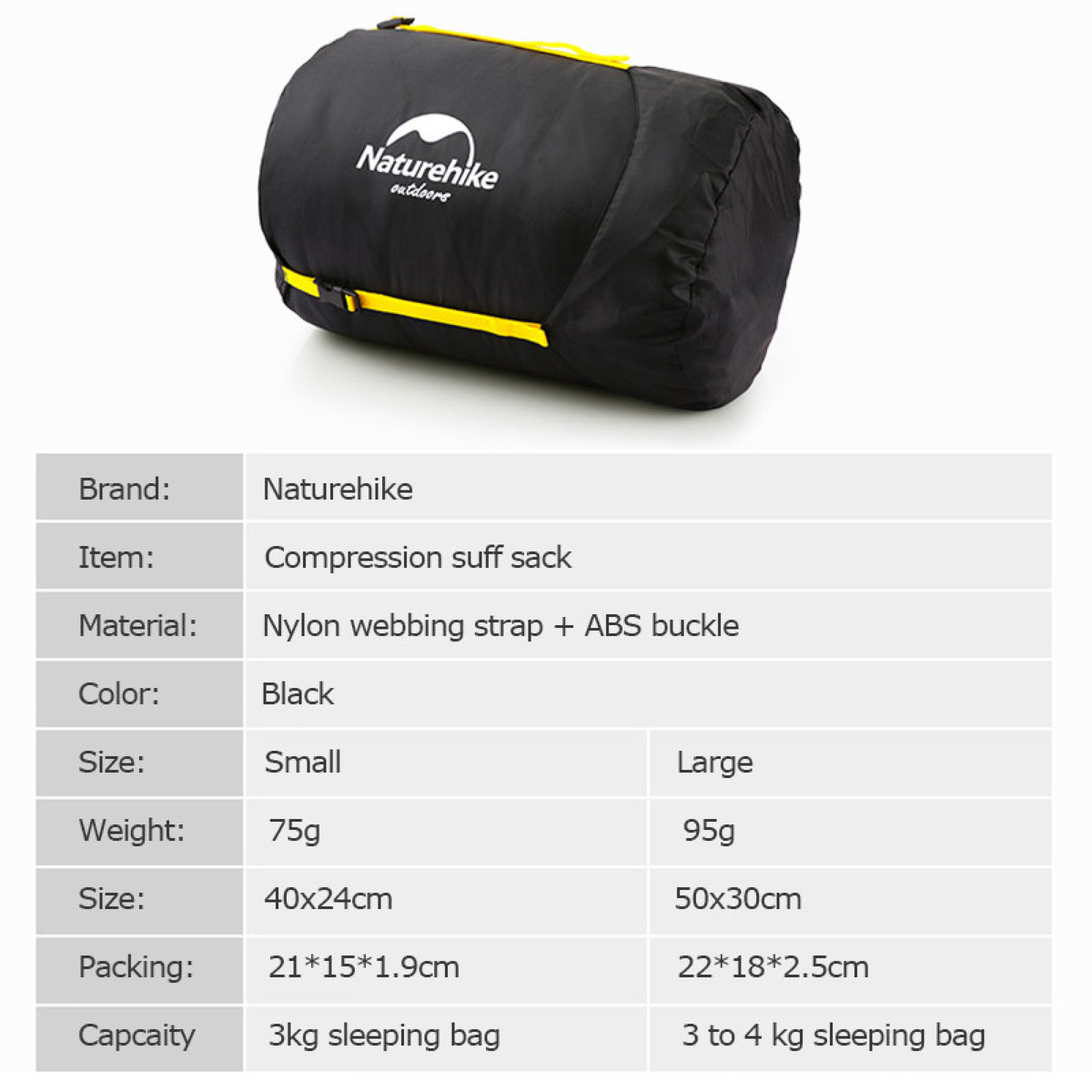 Компрессионный мешок Naturehike размер S черный NH19PJ020. - 3 - Robinzon.ua