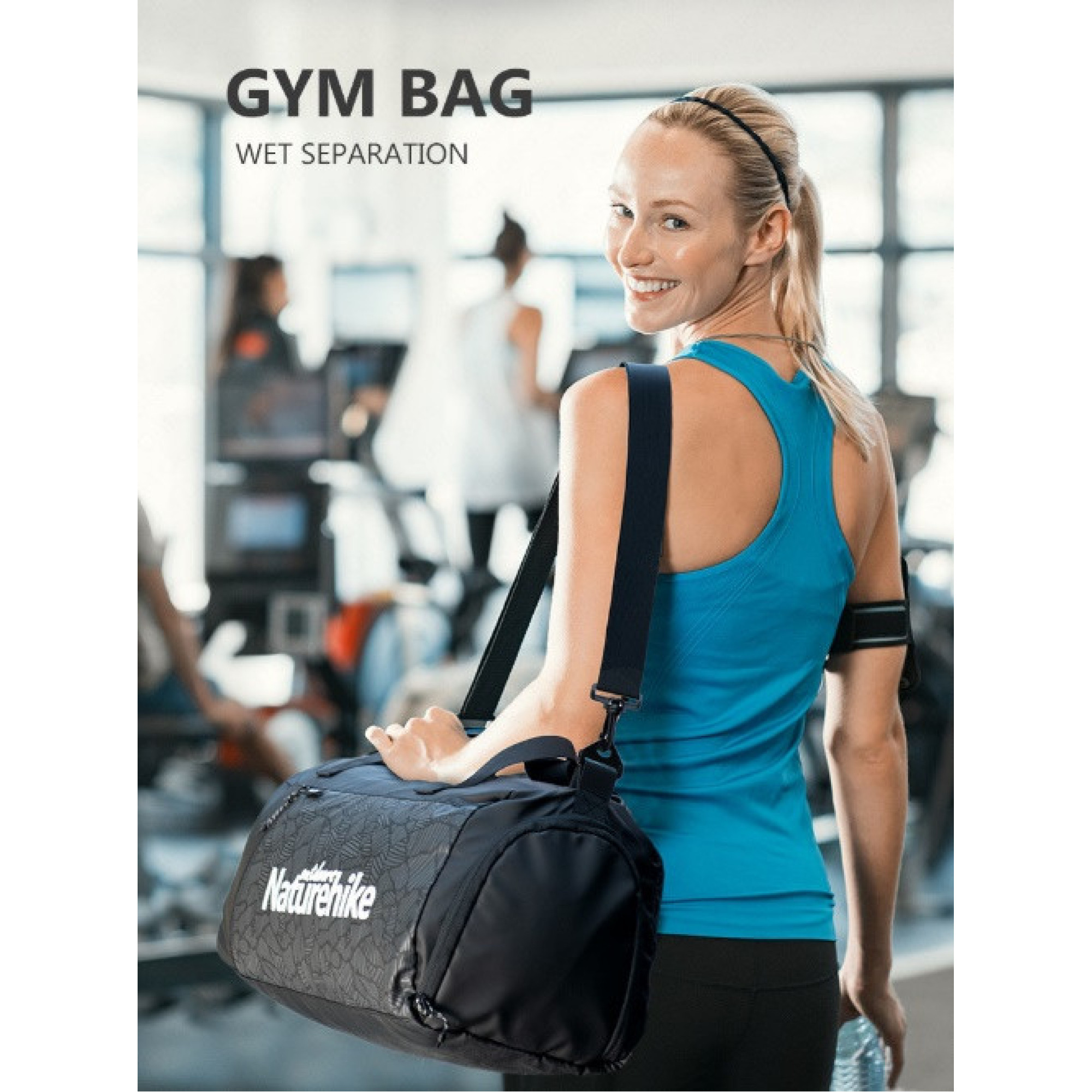 Спортивна сумка Naturehike розмір L чорна NH19SN002 - 3 - Robinzon.ua