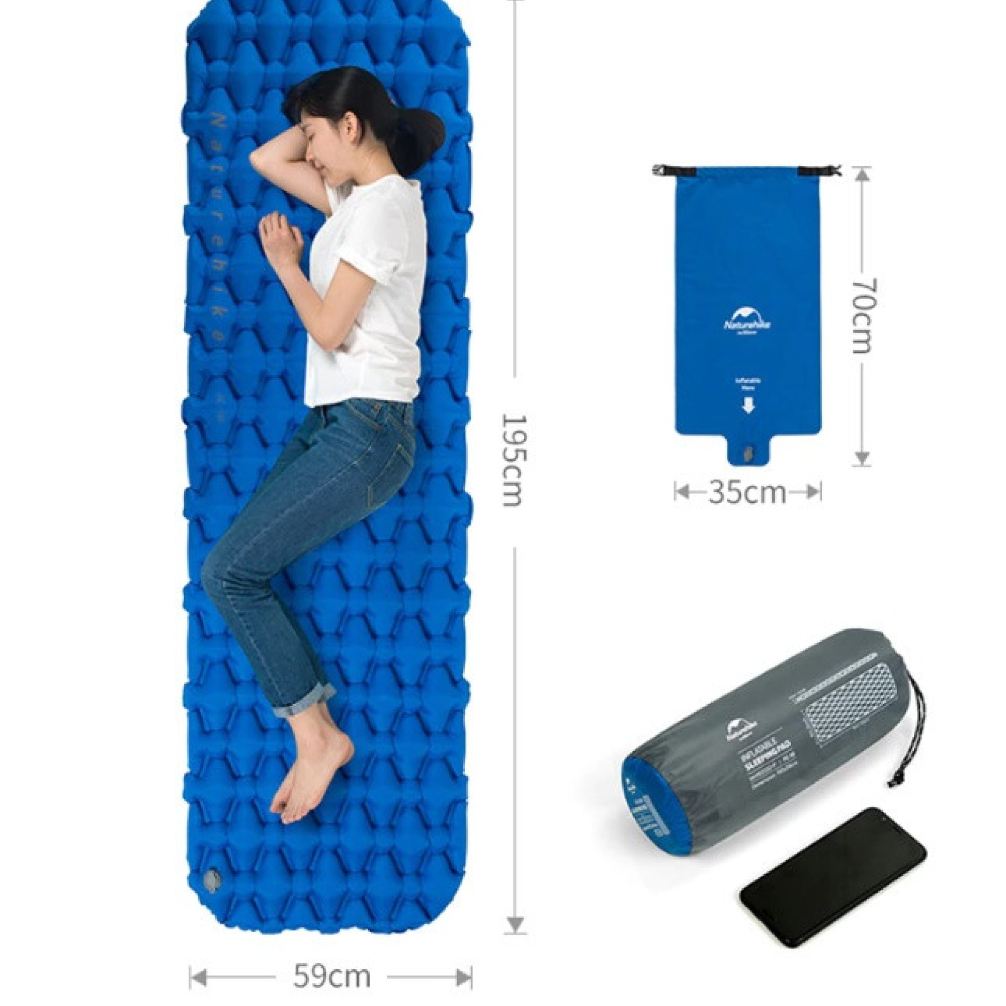 Надувной Коврик Naturehike синий NH19Z032-P - 3 - Robinzon.ua