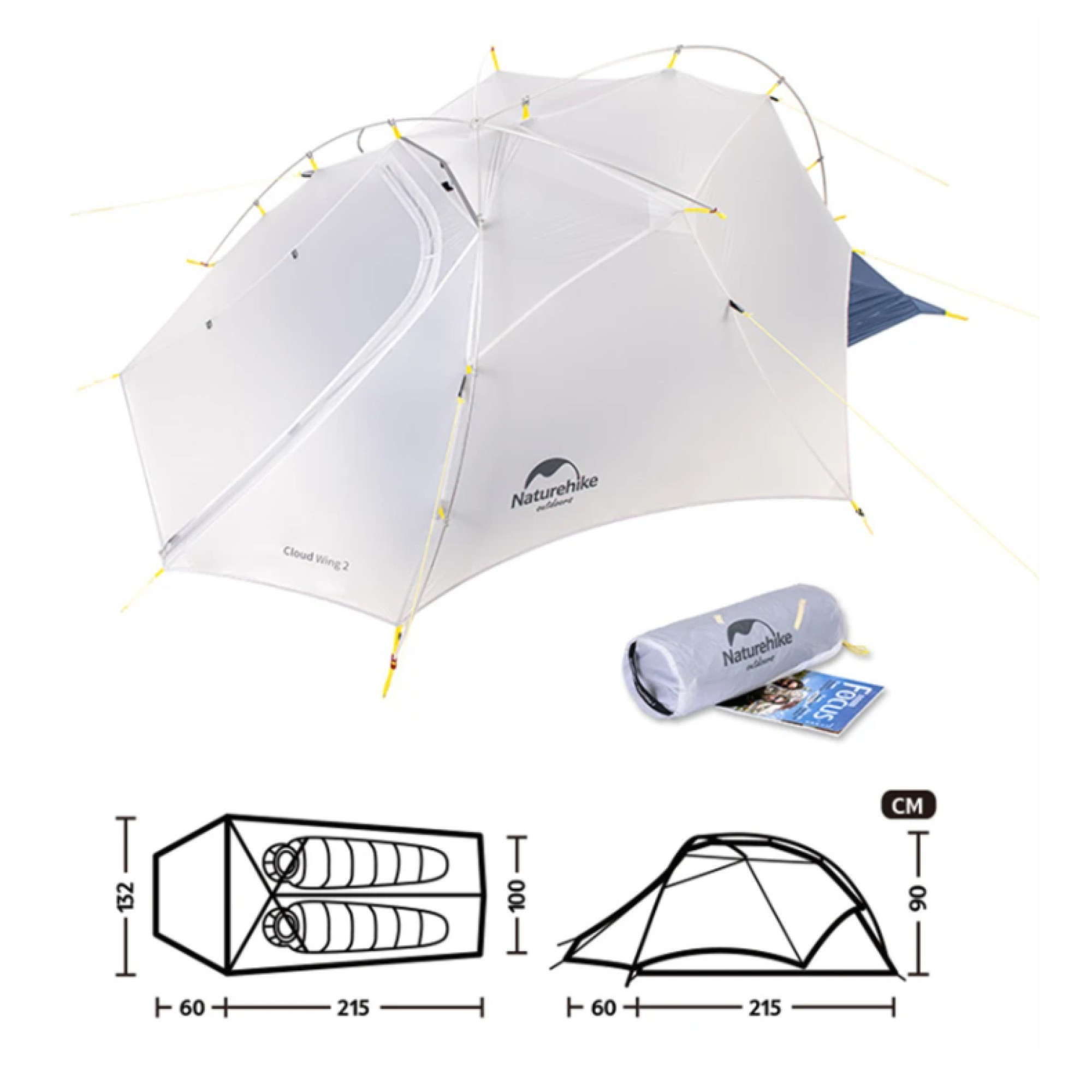 Двухместная палатка Naturehike CloudUP-Wing 2 серая NH19ZP083. - 2 - Robinzon.ua