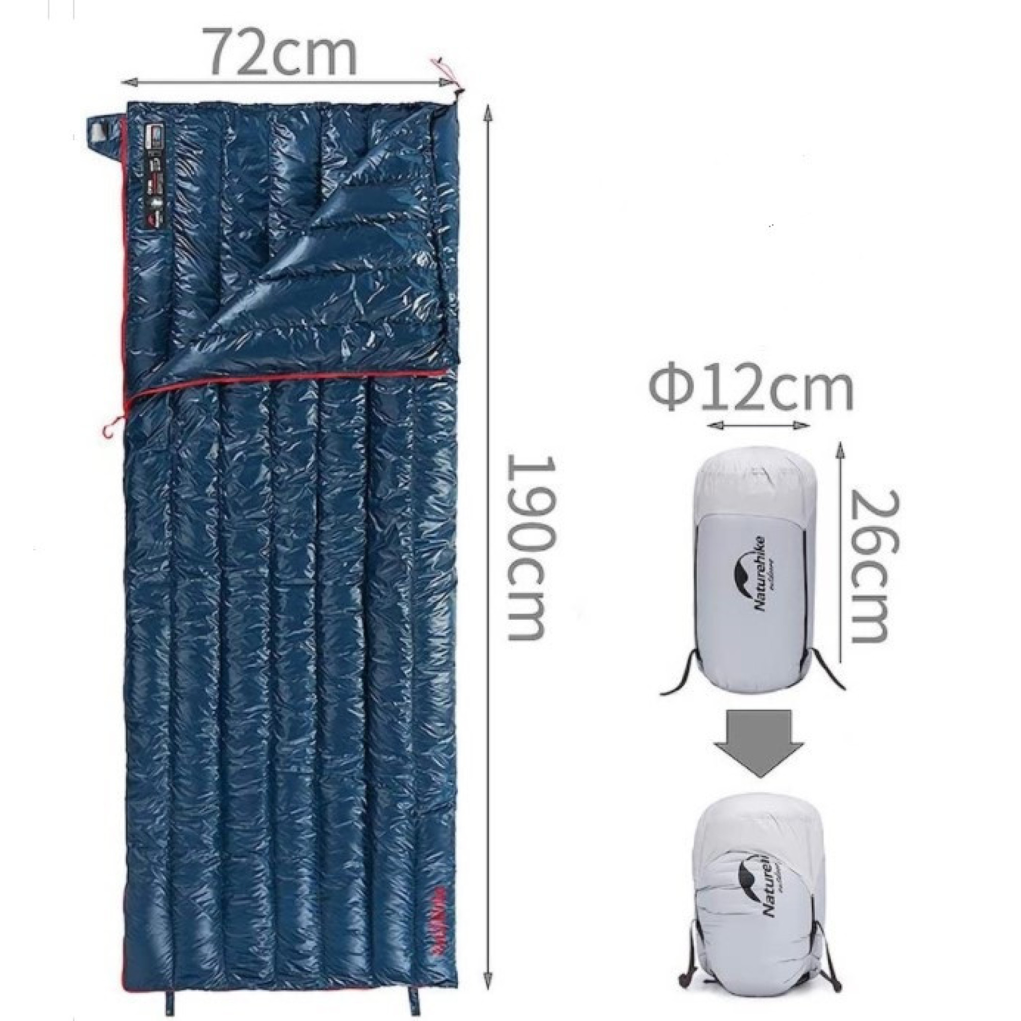 Спальник ультралегкий пуховий Naturehike CW280 upgrade синій NH17Y010-R - 3 - Robinzon.ua