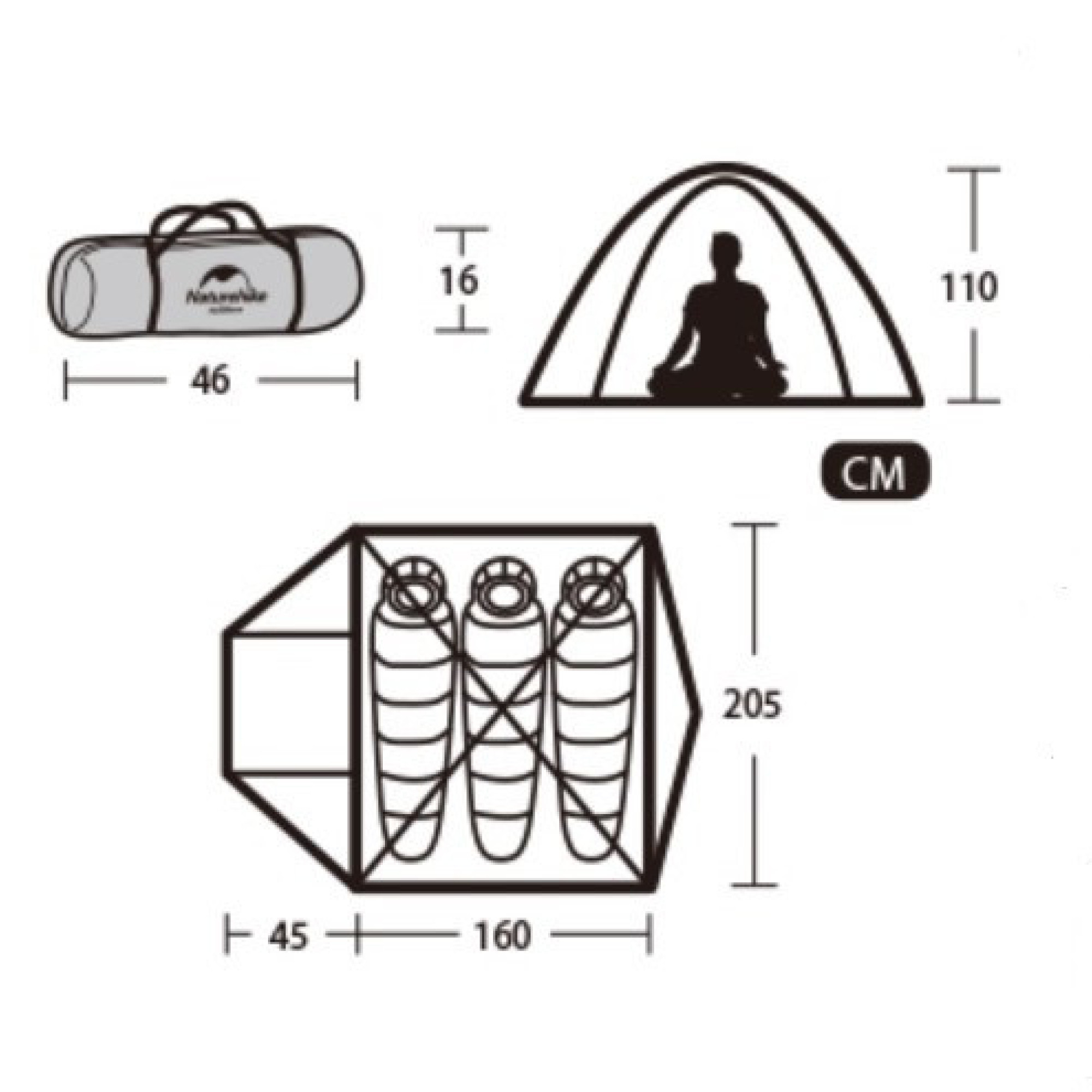 Тримісний намет Naturehike P-SERIES 3 темно-зелений NH18Z033-P - 2 - Robinzon.ua