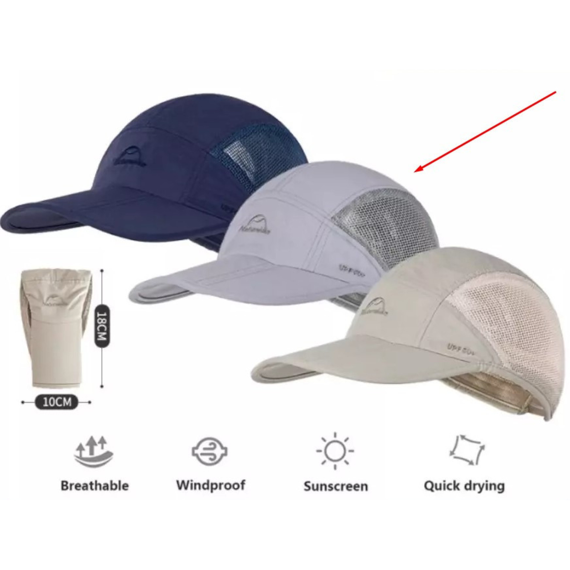 Солнечная кепка Naturehike серая NH18H009-T. - 2 - Robinzon.ua