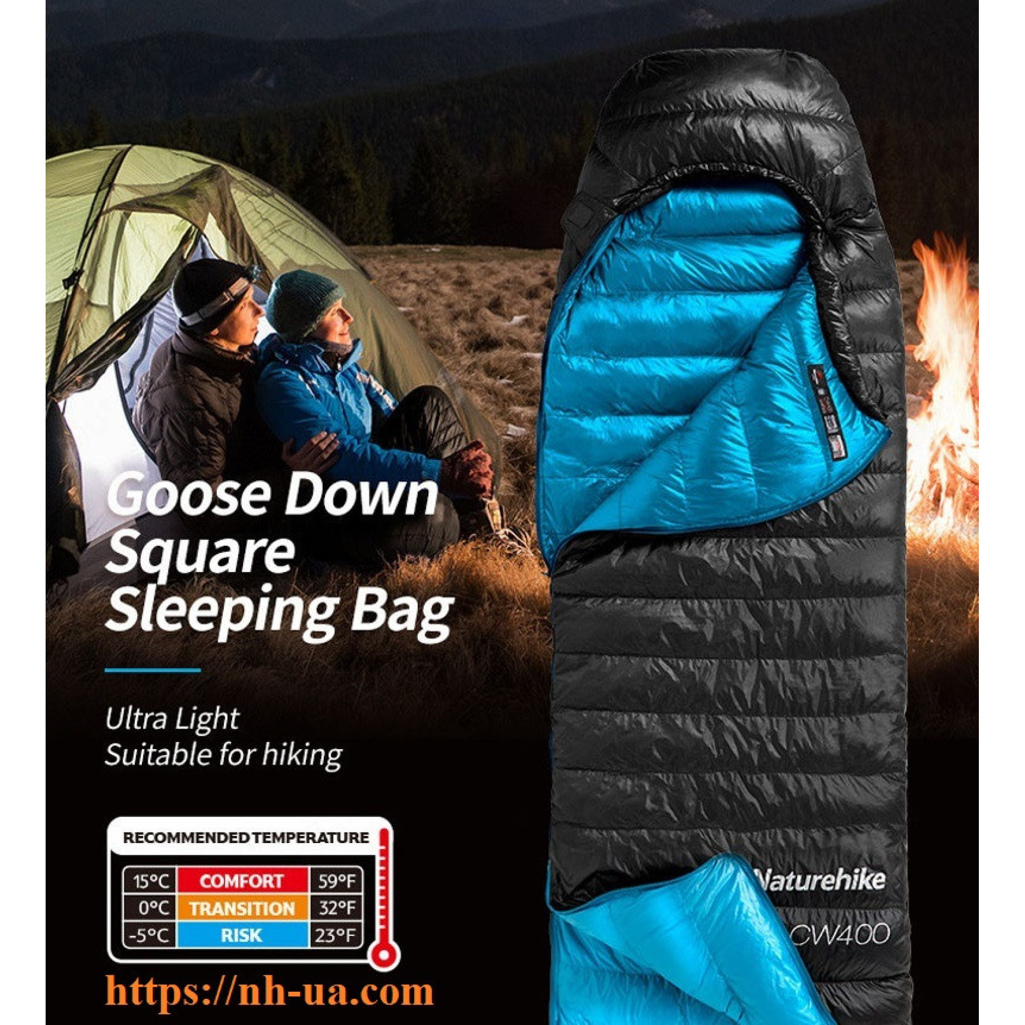 Пуховий Спальник Naturehike CW400 розмір L чорний NH18C400-D - 5 - Robinzon.ua