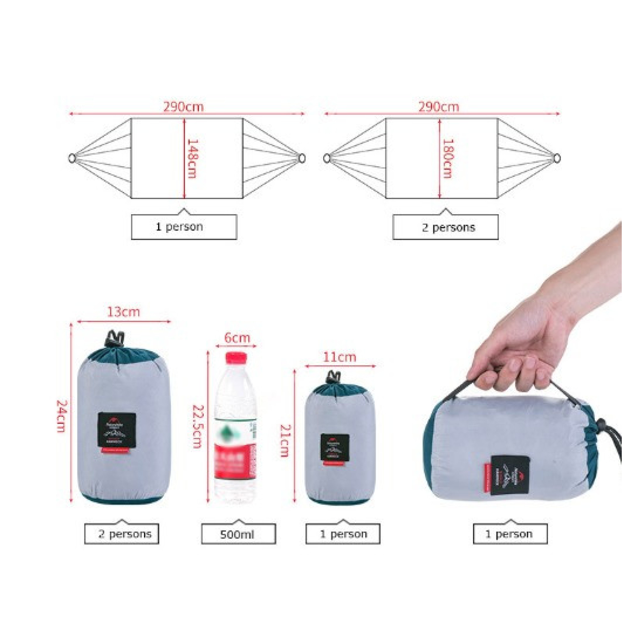 Двухместный гамак Naturehike бирюзовый NH17D012-B. - 4 - Robinzon.ua