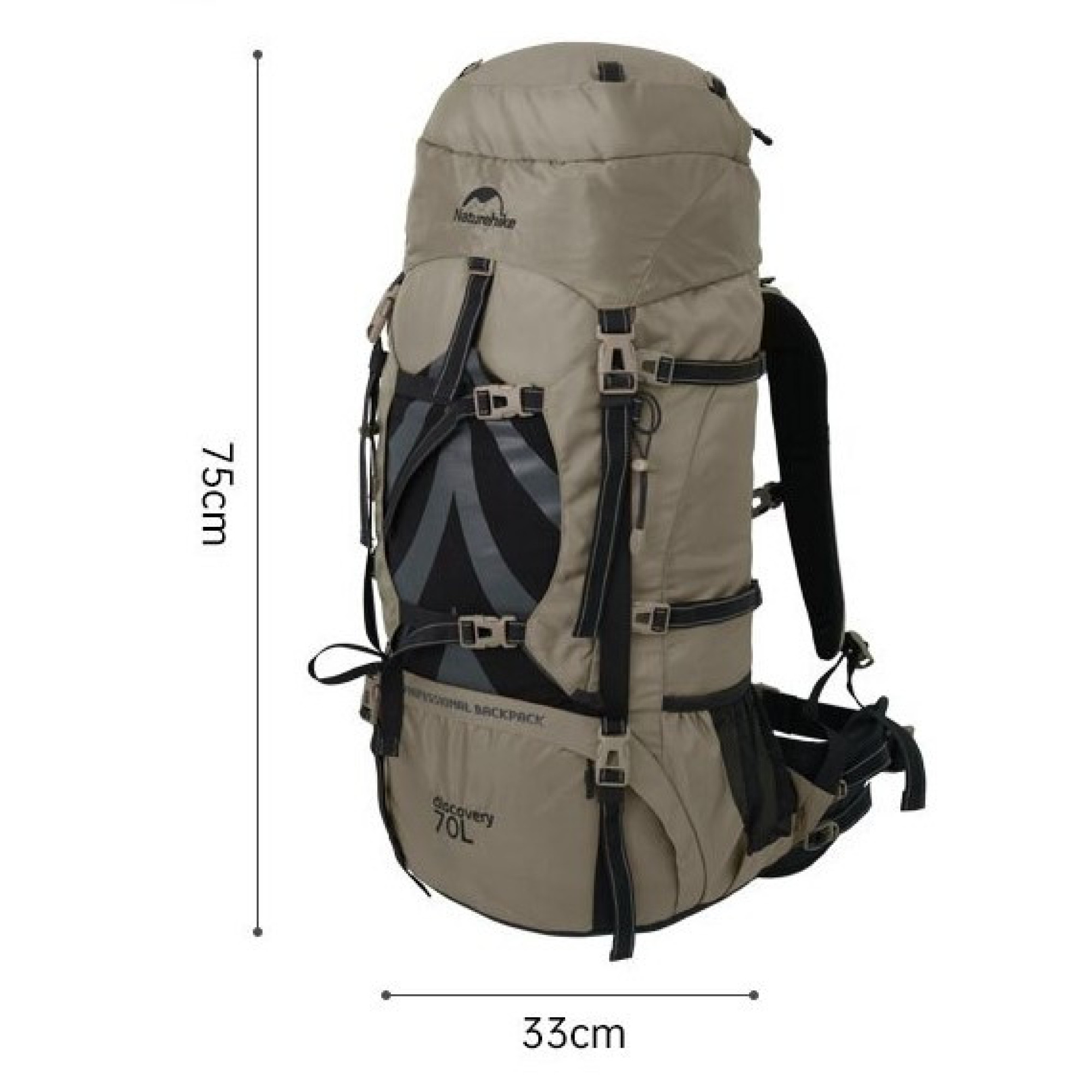 Рюкзак туристический Naturehike 70 + 5 л светло-коричневый NH70B070-B. - 5 - Robinzon.ua