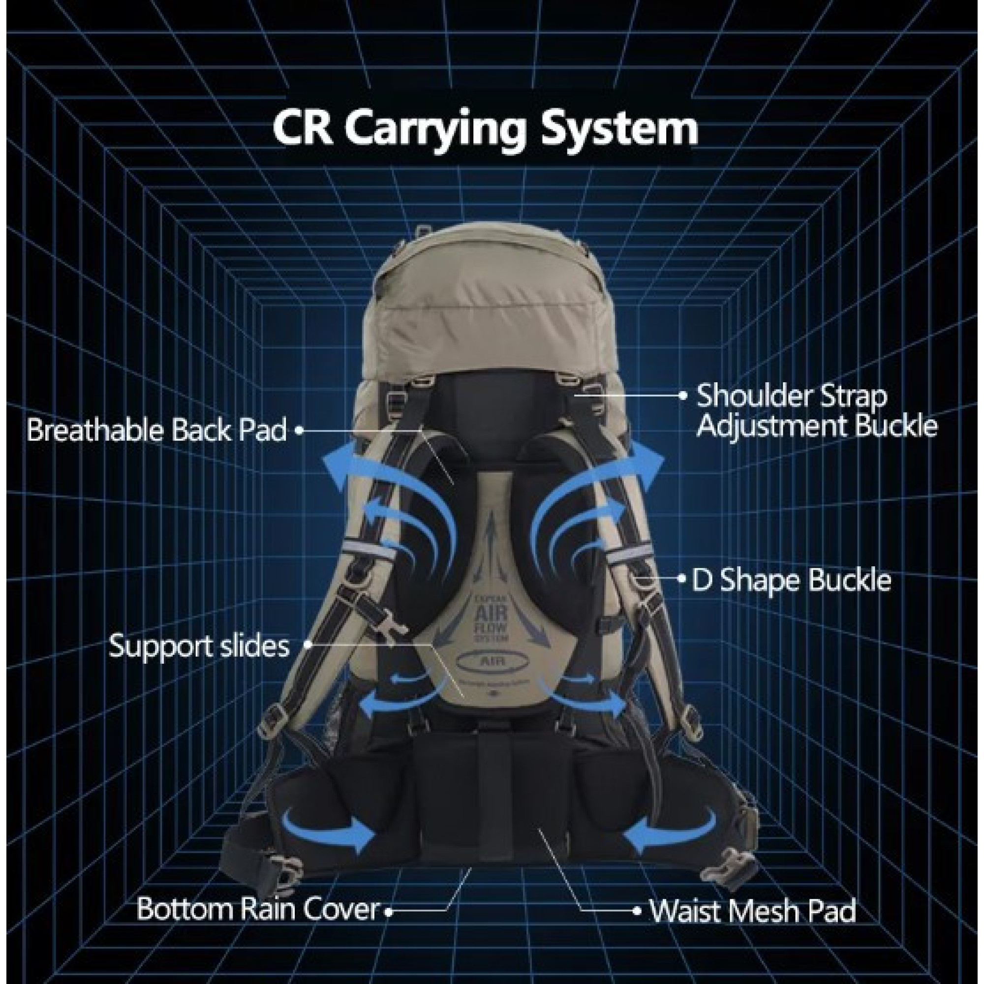 Рюкзак туристический Naturehike 70 + 5 л светло-коричневый NH70B070-B. - 1 - Robinzon.ua