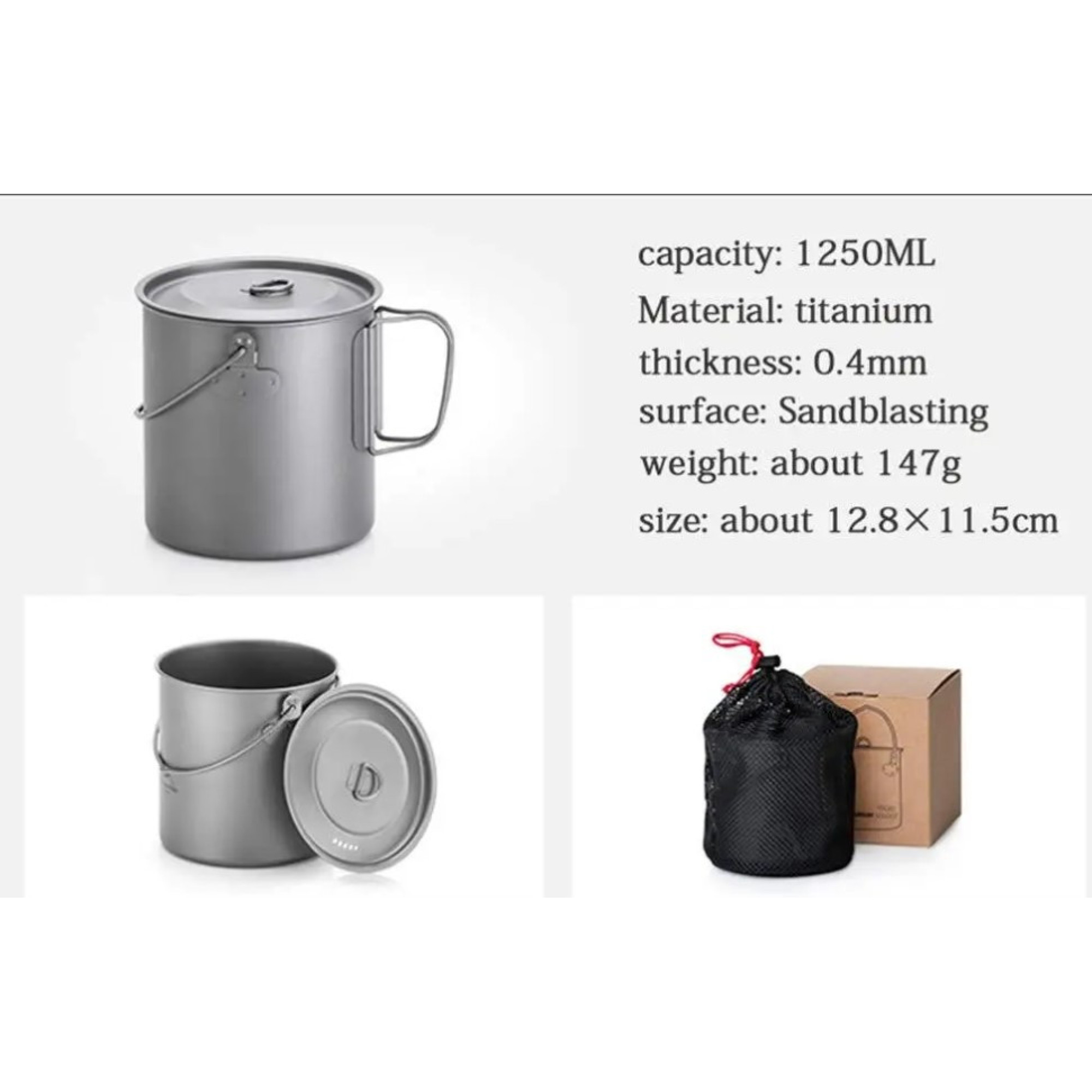 Титановый котелок Naturehike 1250 мл NH18T303-C. - 1 - Robinzon.ua