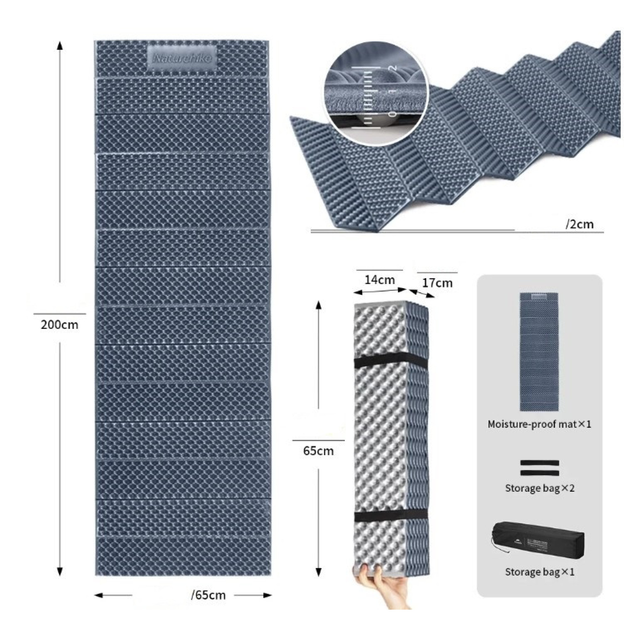 Коврик складной полиуретановый Naturehike R-Value: 2, 2 синий CNK2300DZ017. - 1 - Robinzon.ua
