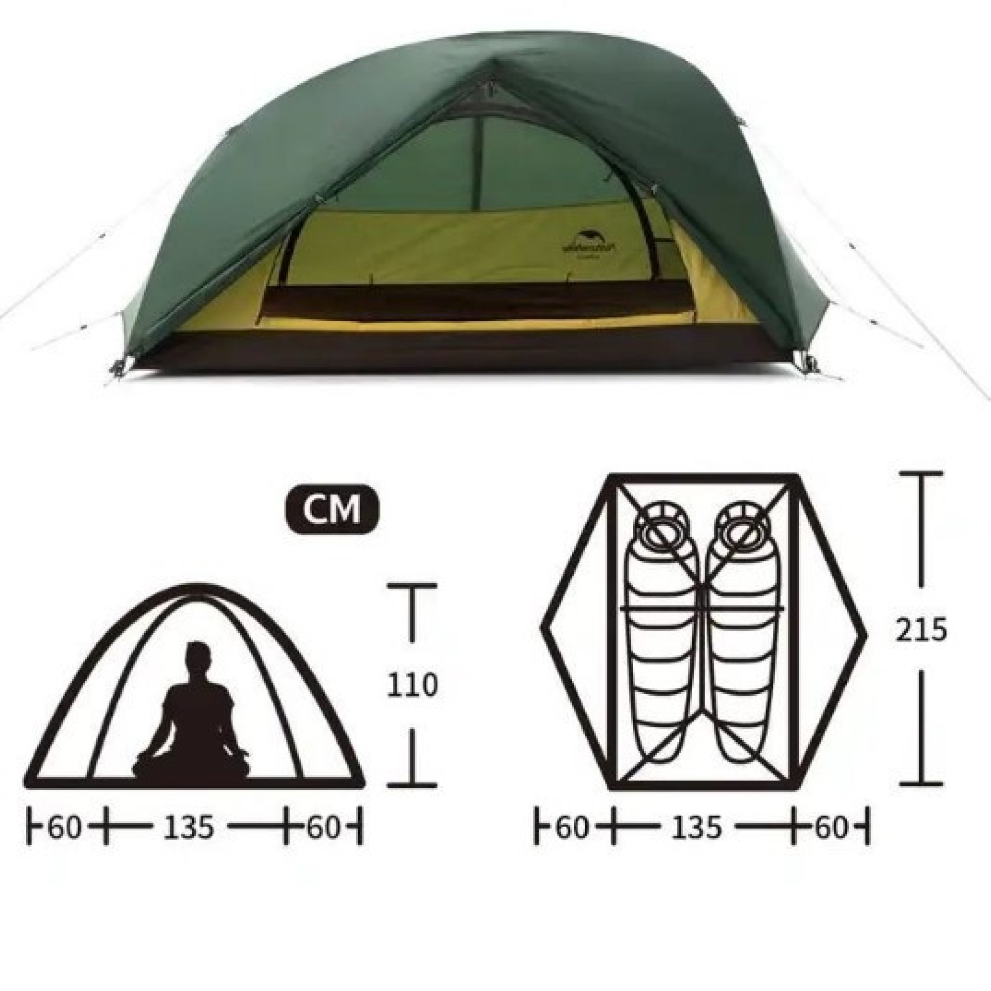 Двухместная палатка Naturehike Star River 2 полиэстер 210T темно-зеленая NH17T012-T - 3 - Robinzon.ua