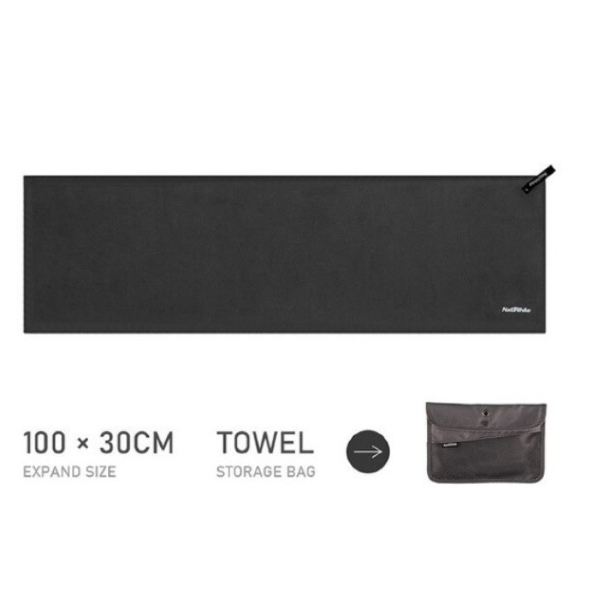 Туристическое полотенце Naturehike 100 х 30 см черное NH20FS009. - 4 - Robinzon.ua