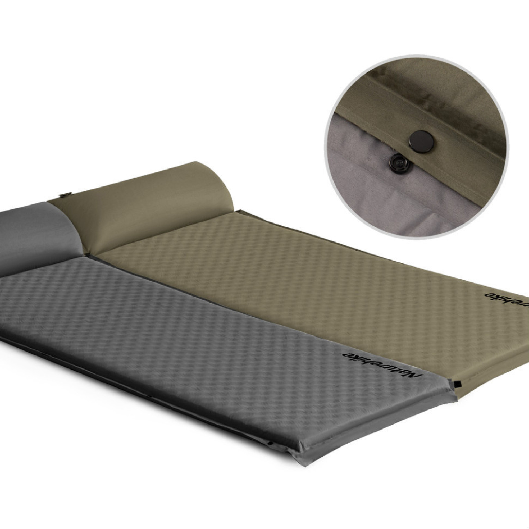 Килимок самонадувний одномісний з подушкою Naturehike темно-зелений CNK2300DZ014 - 2 - Robinzon.ua