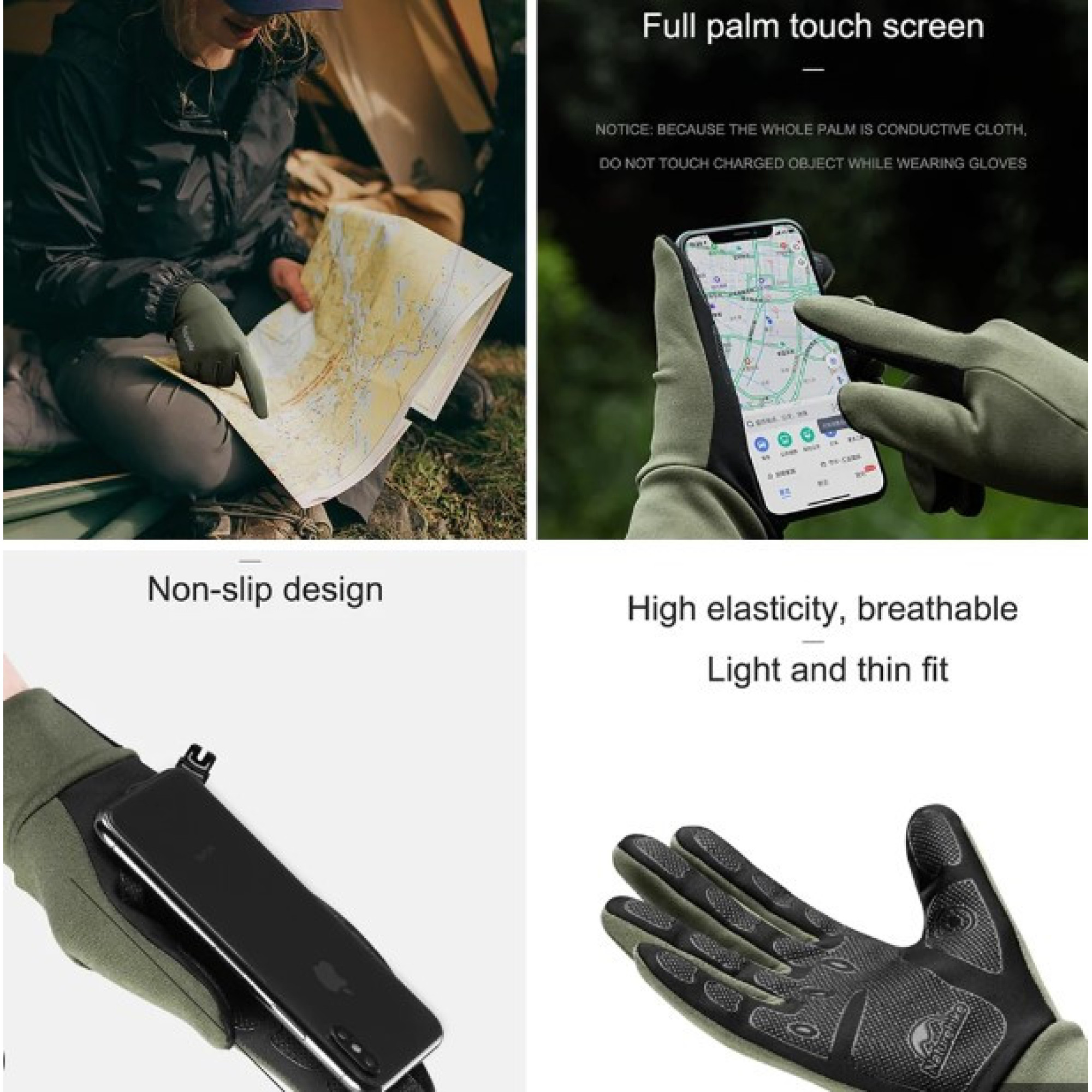 Перчатки Naturehike размер L зеленые NH20FS032. - 6 - Robinzon.ua