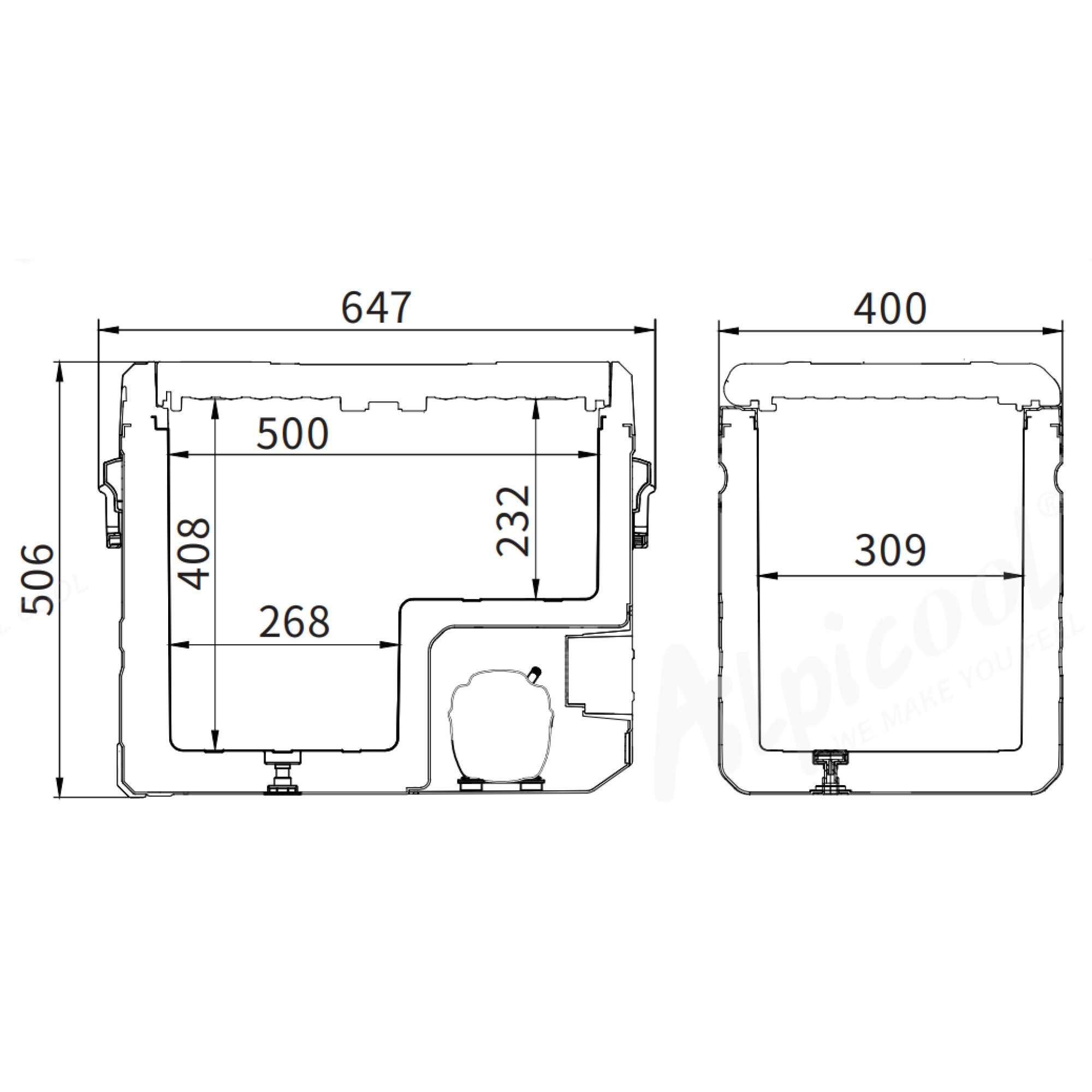 Компресорний автохолодильник Alpicool TS50 (LG Compressor). 50 літрів. До -20℃. Живлення - 12, 24, 220 вольт - 4 - Robinzon.ua