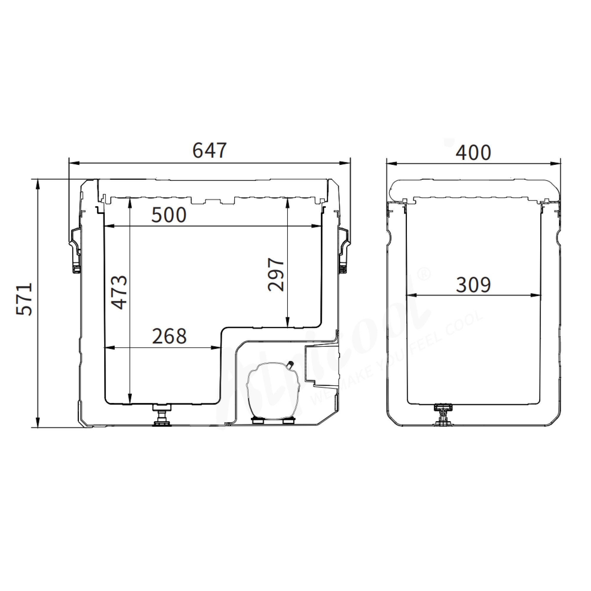 Компресорний автохолодильник Alpicool TS60 (LG Compressor). 60 літрів. До -20℃. Живлення - 12, 24, 220 вольт, Li-Ion батарея - 2 - Robinzon.ua