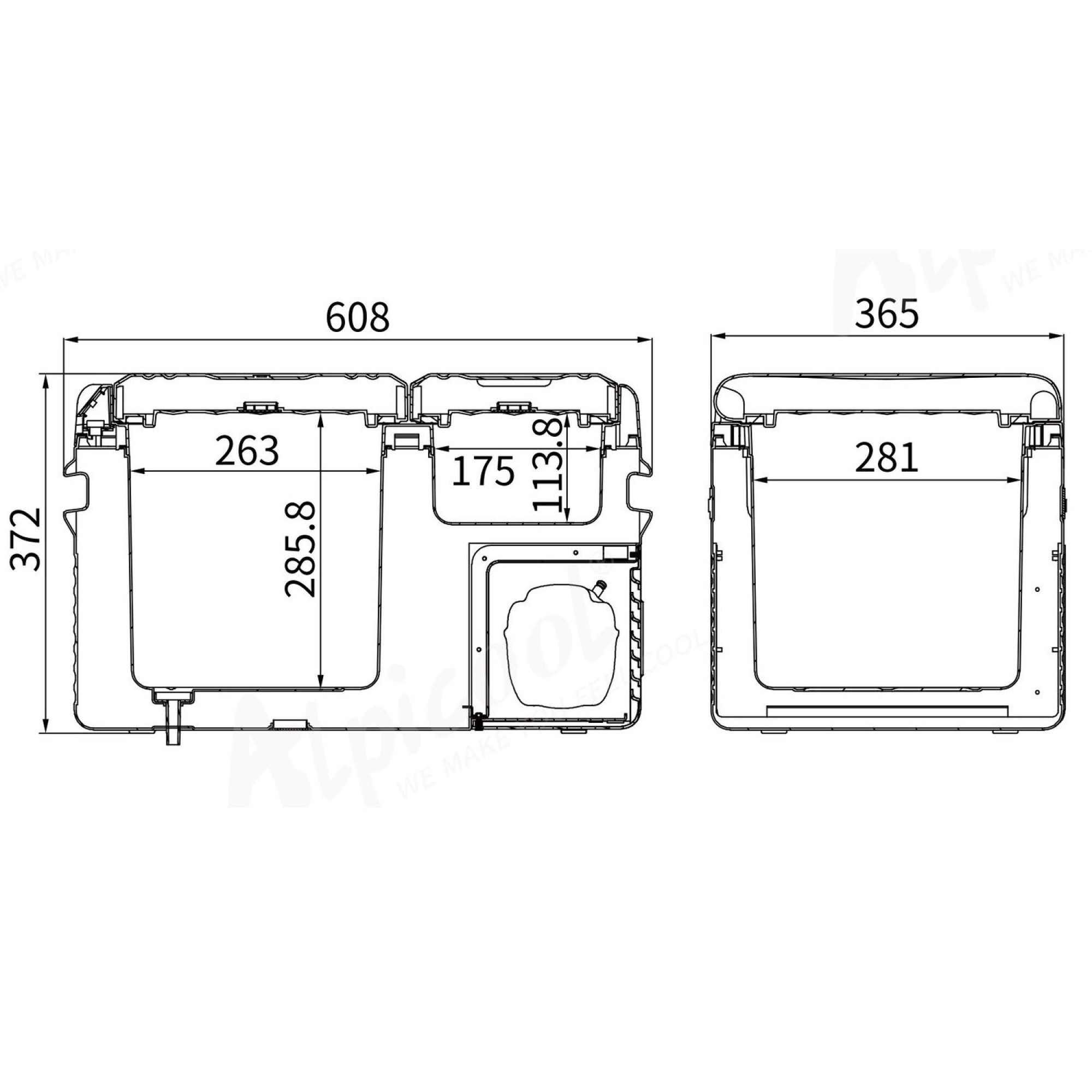 Компрессорный автохолодильник Alpicool CLS35 (25 литров). Двухкамерный. До -20 ℃. Питание - 12, 24, 220 вольт - 1 - Robinzon.ua