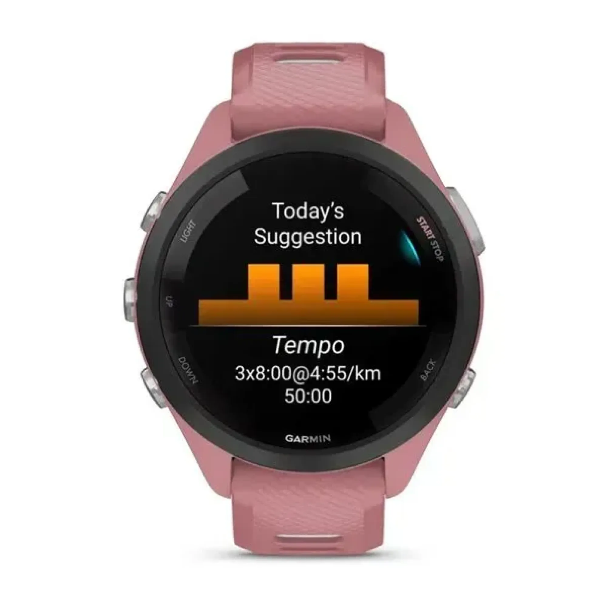 Смарт-годинник Garmin Forerunner 265s з чорним безелем, рожевим корпусом та рожево-сірим силіконовим ремінцем - 3 - Robinzon.ua