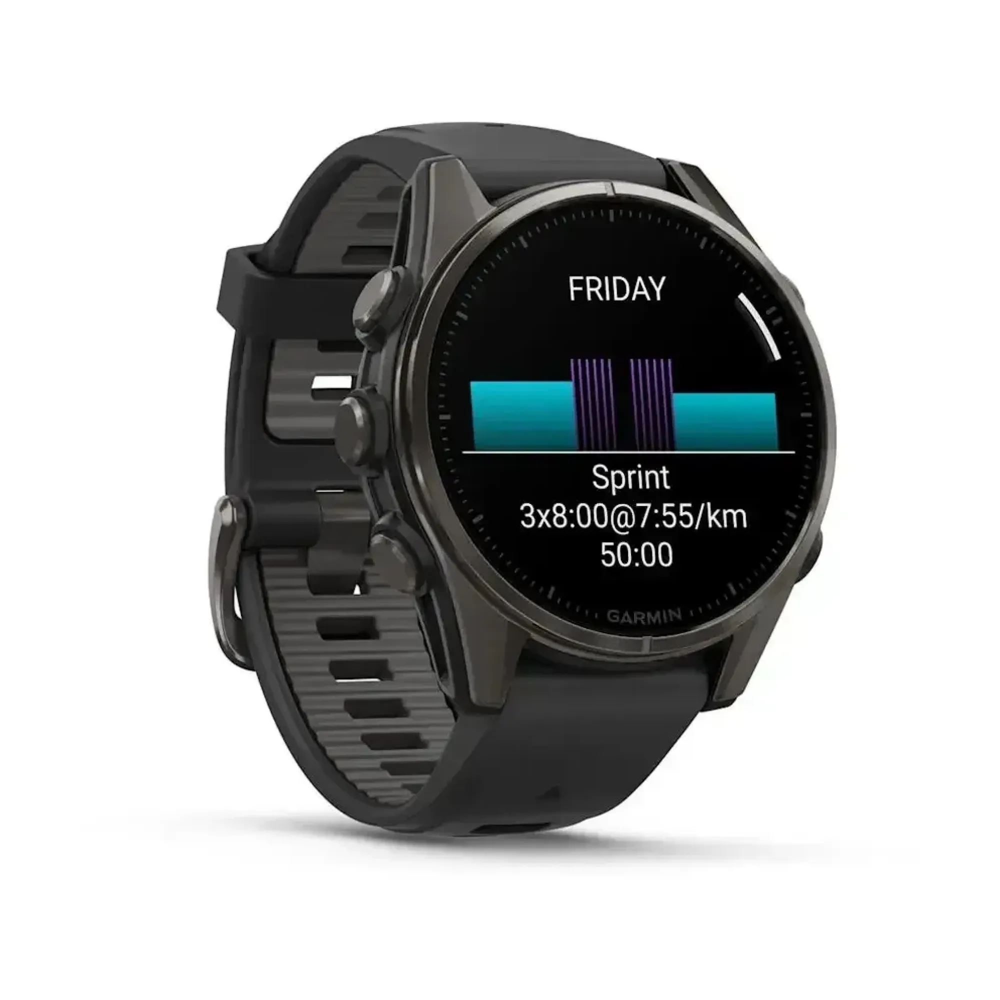 Смарт-годинник Garmin Fenix 8 – 43 мм, AMOLED Sapphire, титан з DLC-покриттям Carbon Gray та силіконовим ремінцем чорного/сірого кольору - 2 - Robinzon.ua