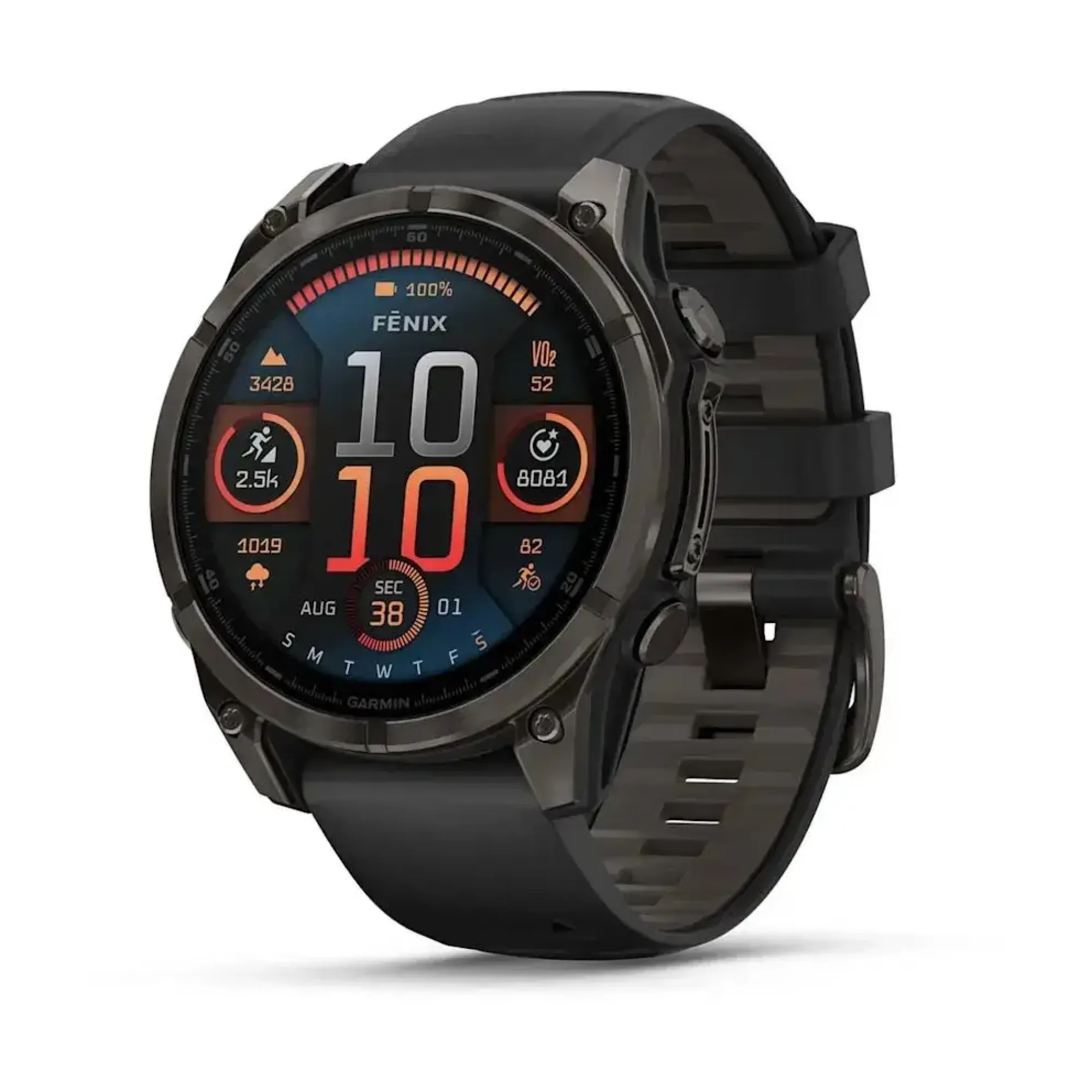 Смарт-годинник Garmin Fenix 8 – 47 мм, AMOLED Sapphire, титан з DLC-покриттям Carbon Gray та силіконовим ремінцем чорного/сірого кольору - Robinzon.ua