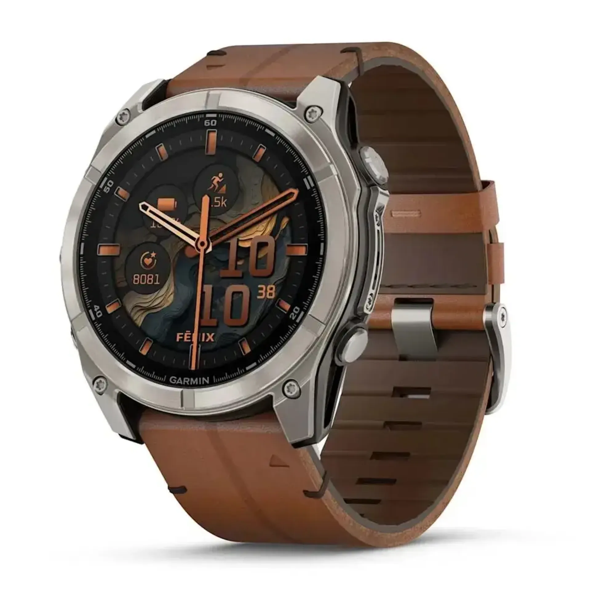 Смарт-годинник Garmin Fenix 8 – 51 мм, AMOLED Sapphire, титан з DLC-покриттям Carbon Gray та каштановим шкіряним ремінцем - Robinzon.ua