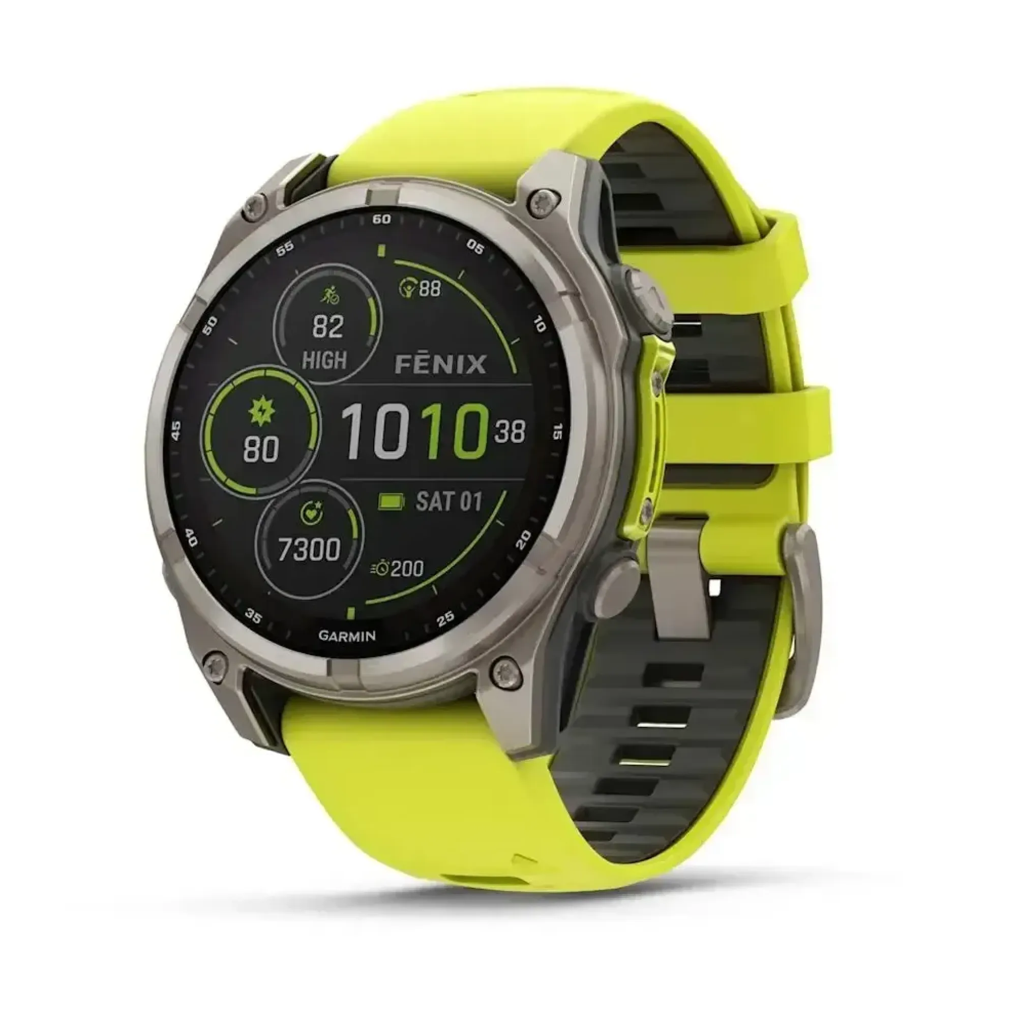 Смарт-годинник Garmin Fenix 8 – 47 мм, Solar Sapphire, титан з яскраво-жовтим/графітовим силіконовим ремінцем - Robinzon.ua