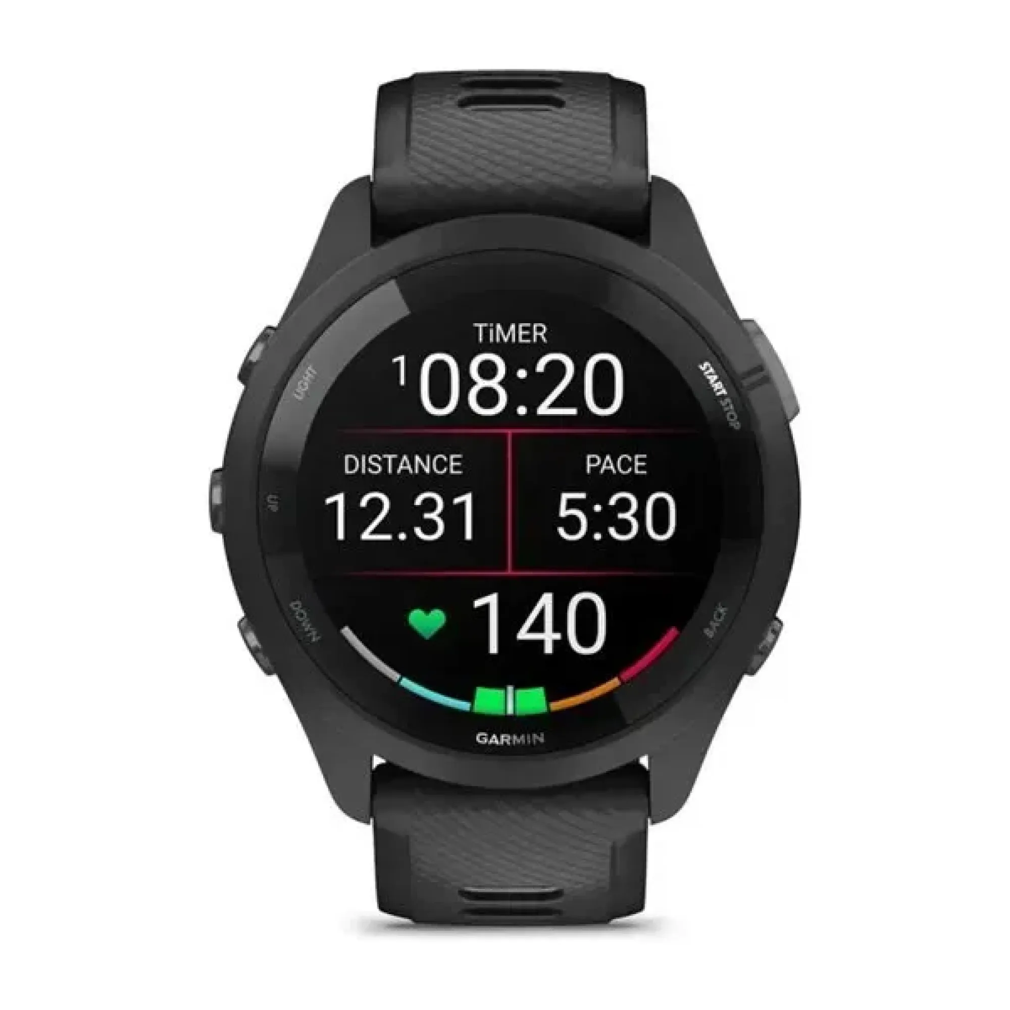 Смарт-годинник Garmin Forerunner 265 з чорними безелем і корпусом та чорно-сірим силіконовим ремінцем - 1 - Robinzon.ua