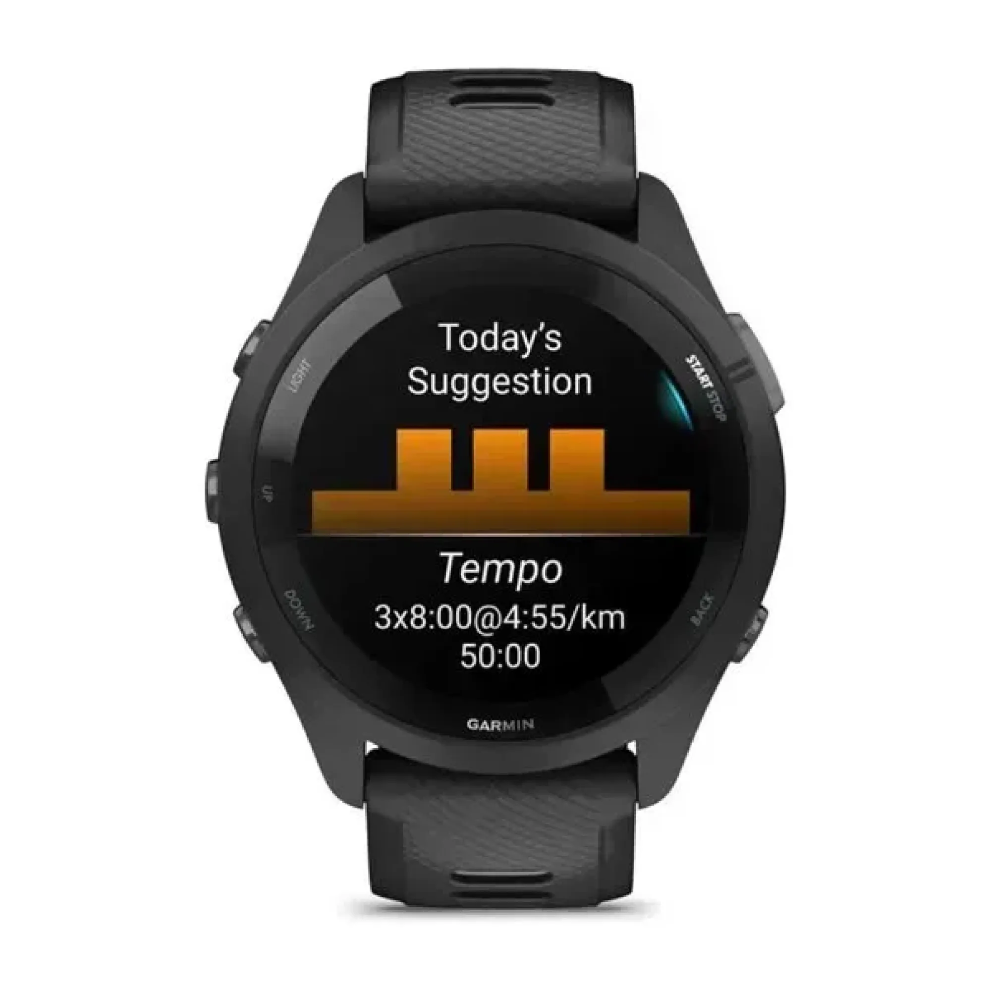 Смарт-годинник Garmin Forerunner 265 з чорними безелем і корпусом та чорно-сірим силіконовим ремінцем - 3 - Robinzon.ua