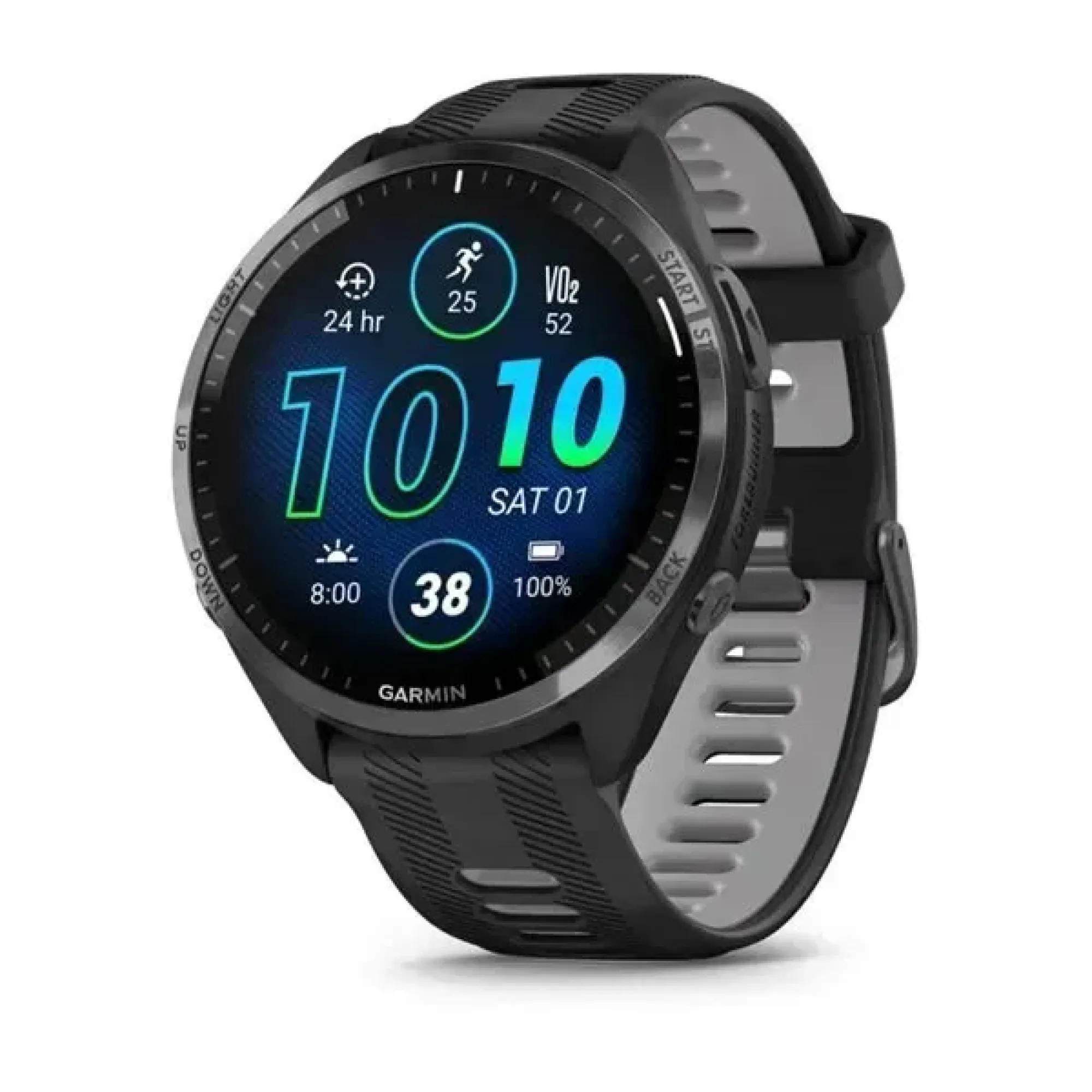 Смарт-годинник Garmin Forerunner 965 з карбоново-сірим титановим безелем, чорним корпусом та чорно-сірим силіконовим ремінцем - Robinzon.ua