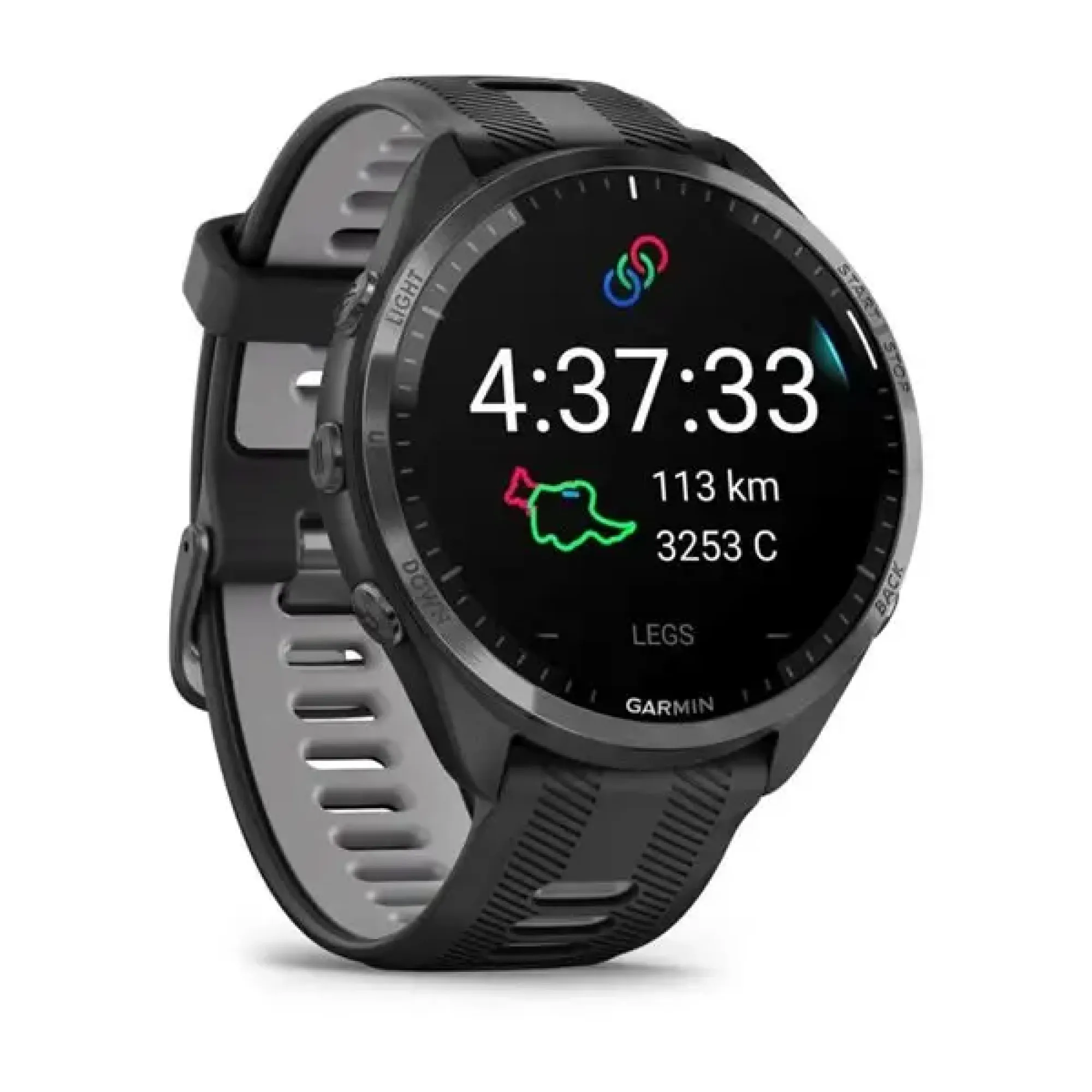 Смарт-годинник Garmin Forerunner 965 з карбоново-сірим титановим безелем, чорним корпусом та чорно-сірим силіконовим ремінцем - 2 - Robinzon.ua