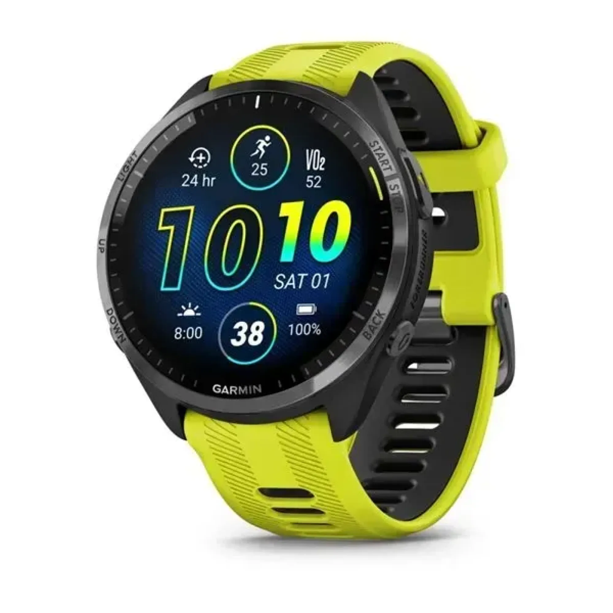 Смарт-годинник Garmin Forerunner 965 з карбоново-сірим титановим безелем, чорним корпусом та жовтим силіконовим ремінцем - Robinzon.ua