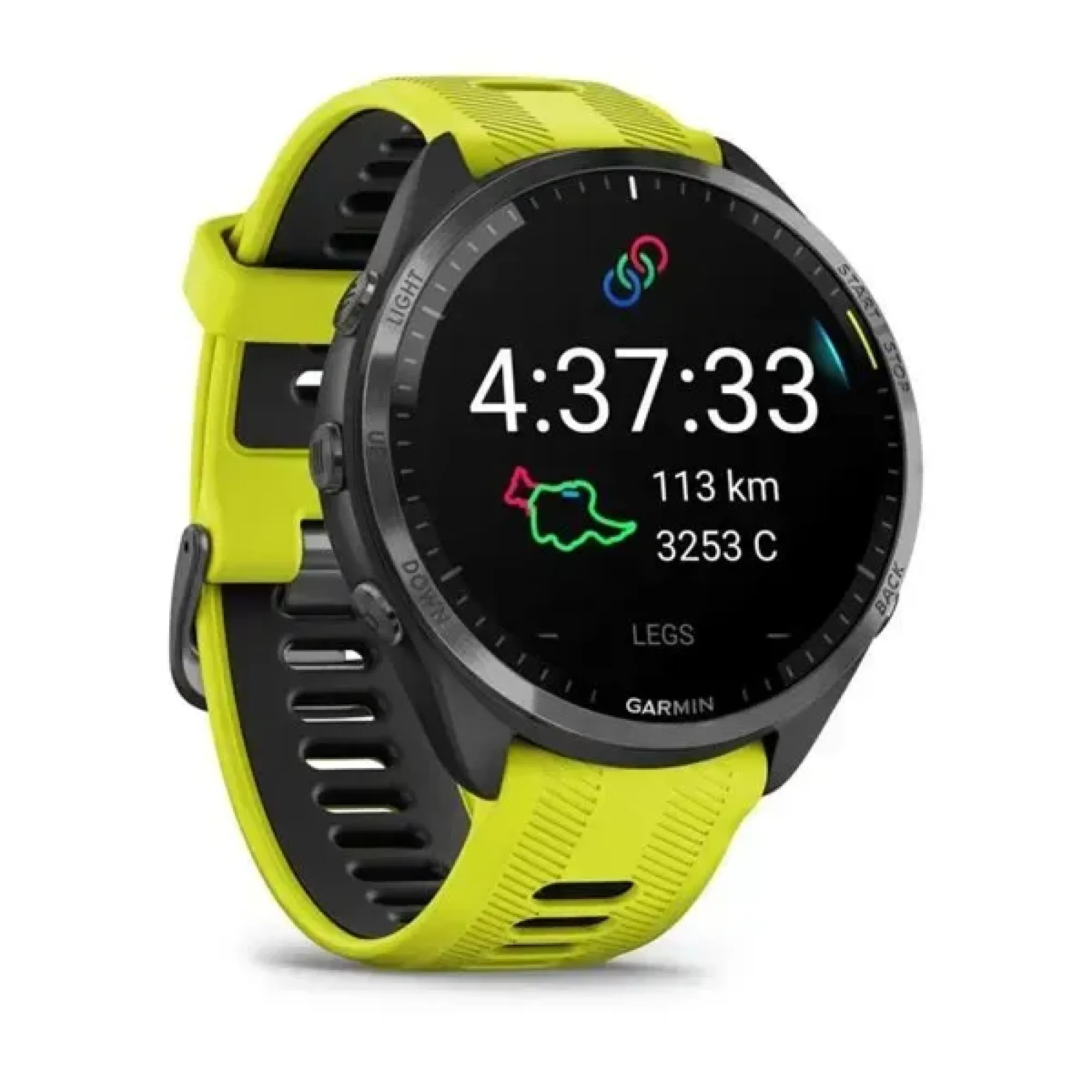Смарт-годинник Garmin Forerunner 965 з карбоново-сірим титановим безелем, чорним корпусом та жовтим силіконовим ремінцем - 2 - Robinzon.ua